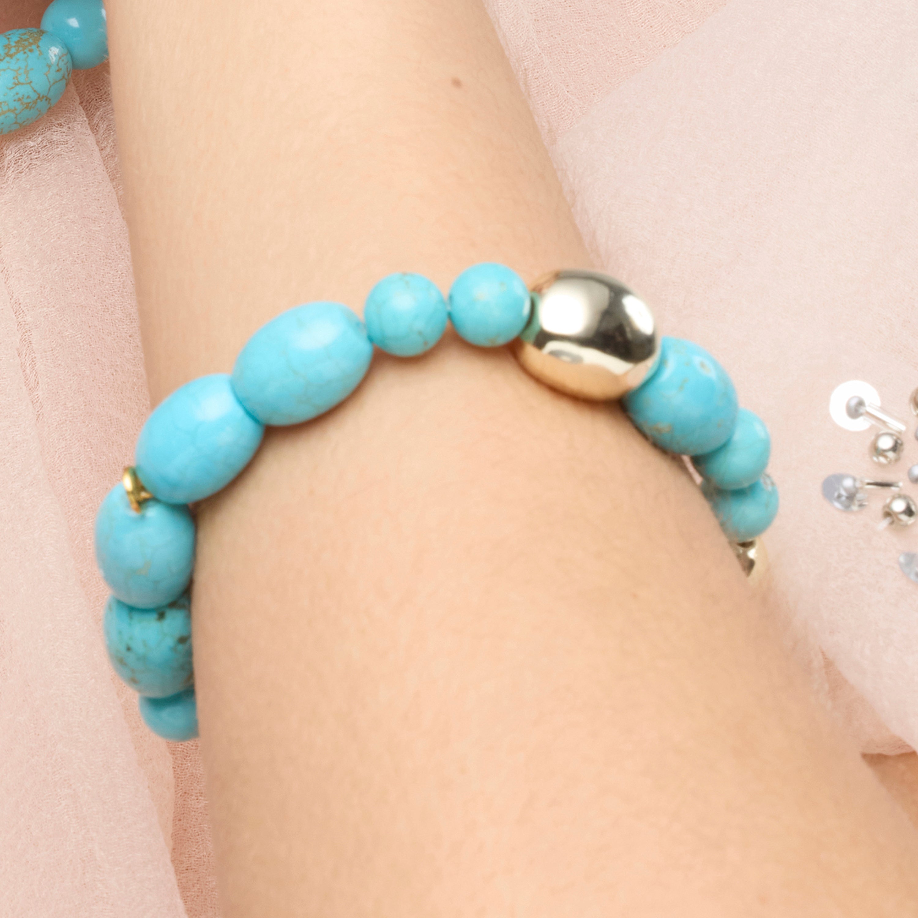 925 Sterling Silver and Turquoise Bracelet with 18k Yellow Gold Finish Shyra