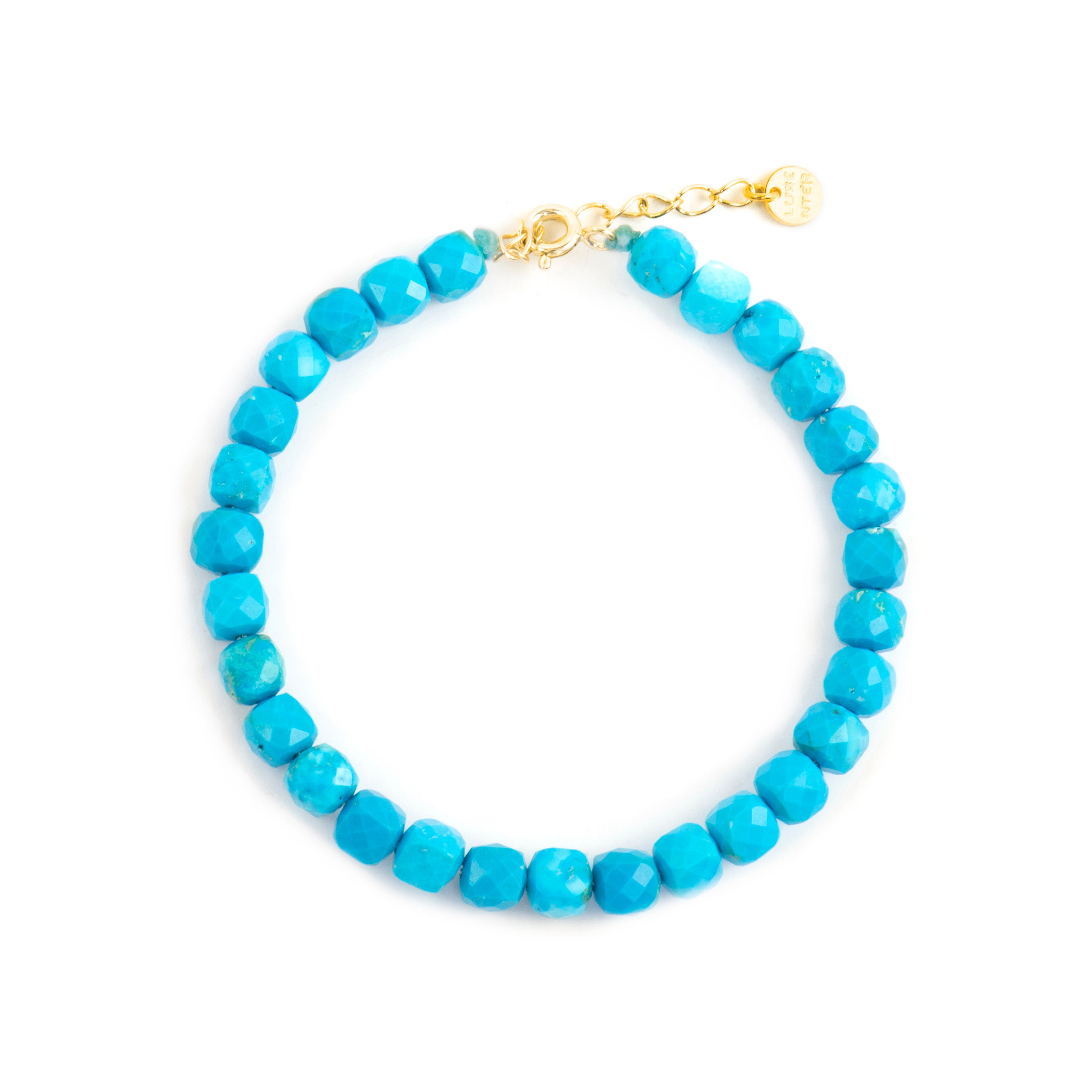 Pulseira de Prata de Lei 925 e Turquesa com acabamento em ouro amarelo de 18k - Wasa