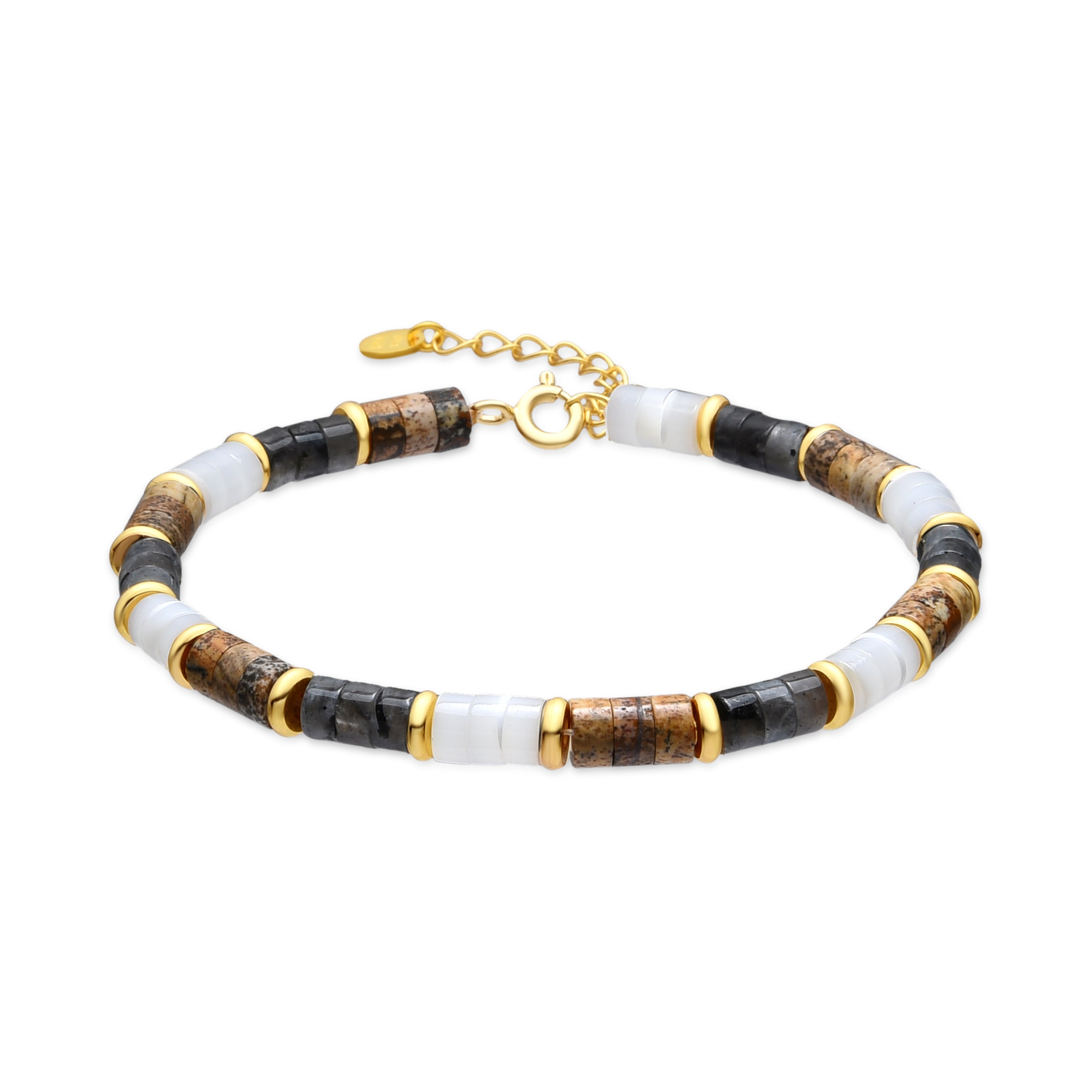 925 Sterling Silver Bracelet with 18k Yellow Gold Finish Tiger's Eye - Gelmi