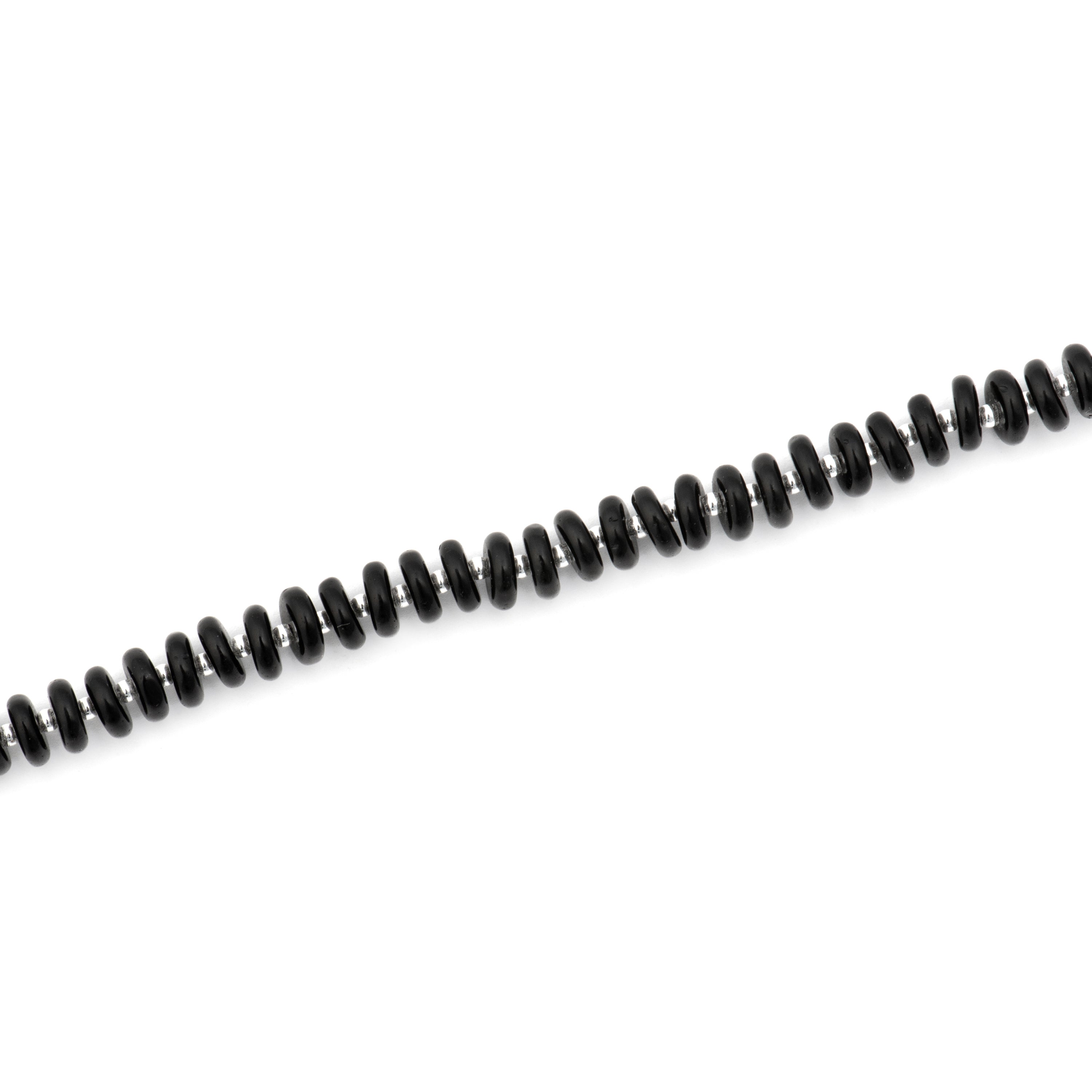 925 Sterling Silver Bracelet with Black Agate and Rhodium Finish - Laha