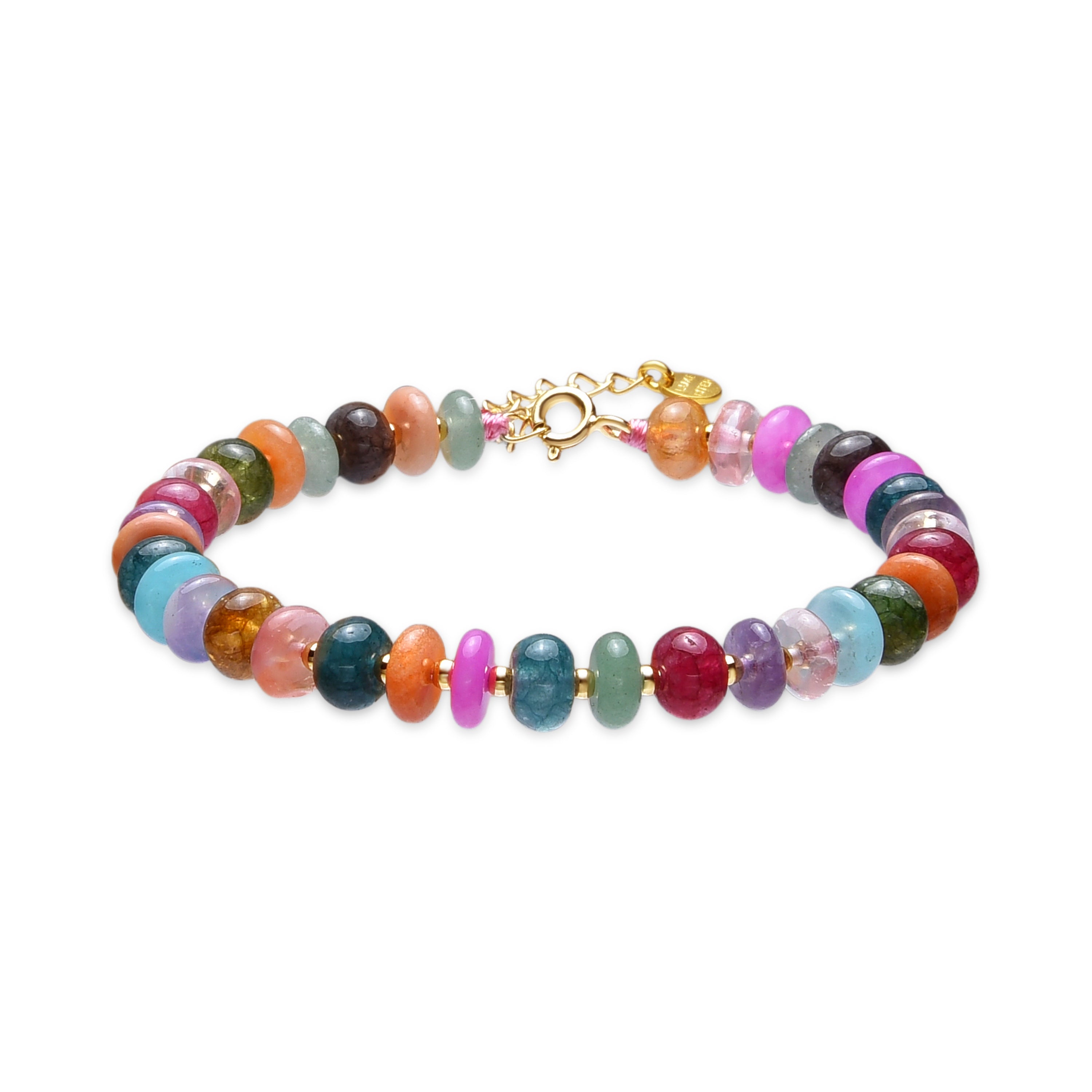 925er Sterlingsilberarmband mit mehrfarbigem Achat, vergoldet mit 18k - Laha