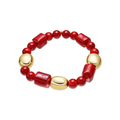 Pulsera de Plata de Ley 925 y Coral acabado oro amarillo de 18k Caheart