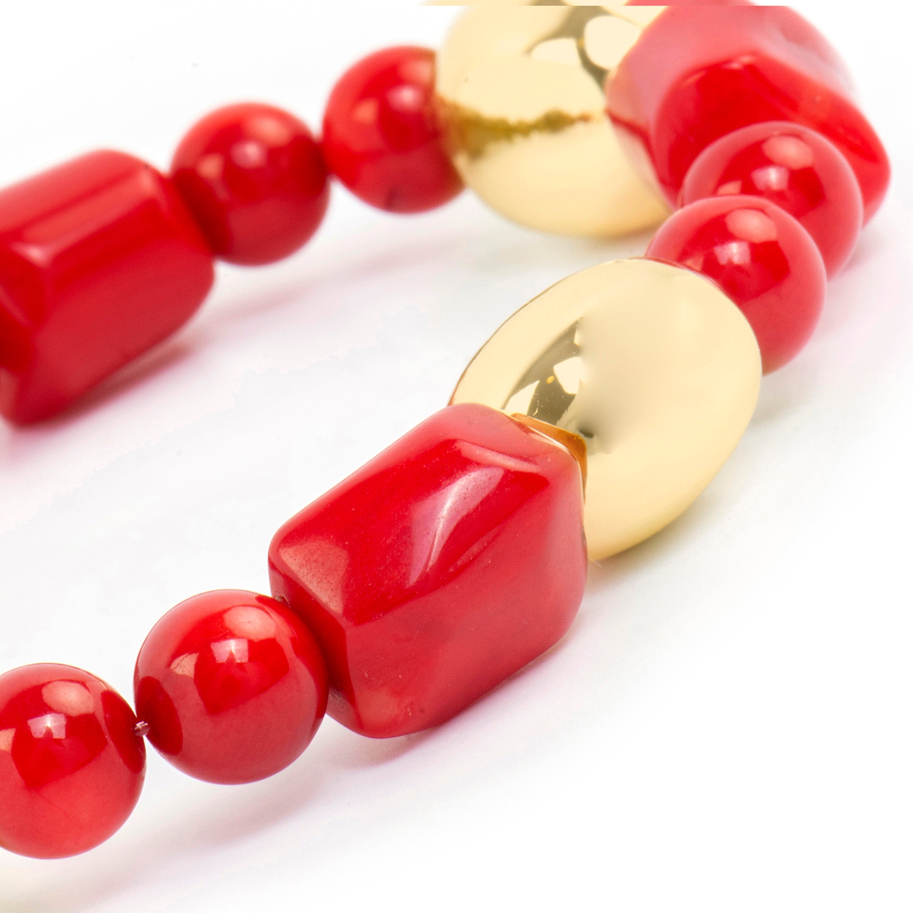 925 Sterling Silver Bracelet and Coral with 18k Yellow Gold Finish Caheart