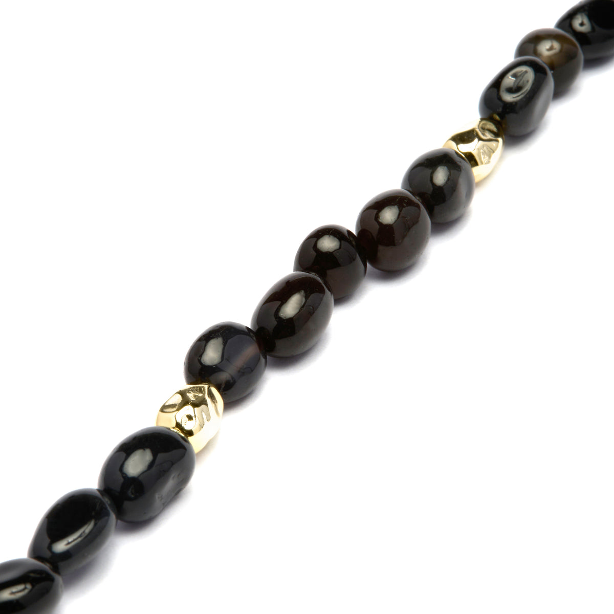 925 Sterling Silver Bracelet with Black Agate finished in 18k Yellow Gold - Melga