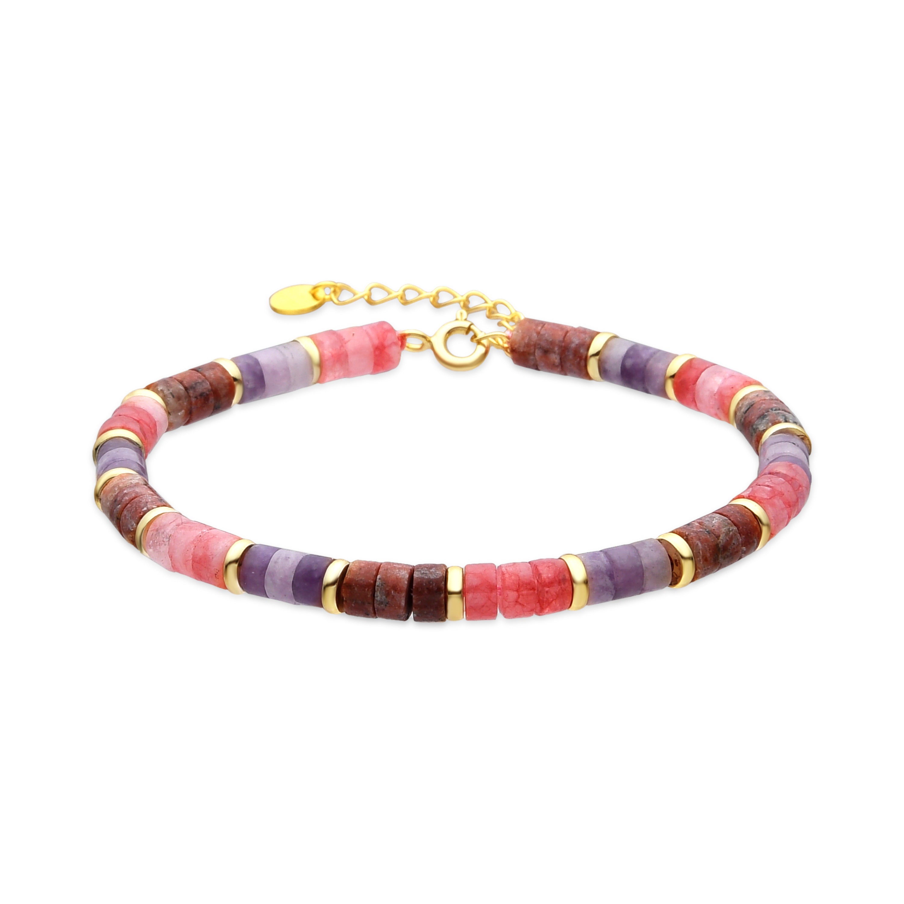 Bracelet en argent sterling 925 et améthyste naturelle finition or jaune 18k - Abolg