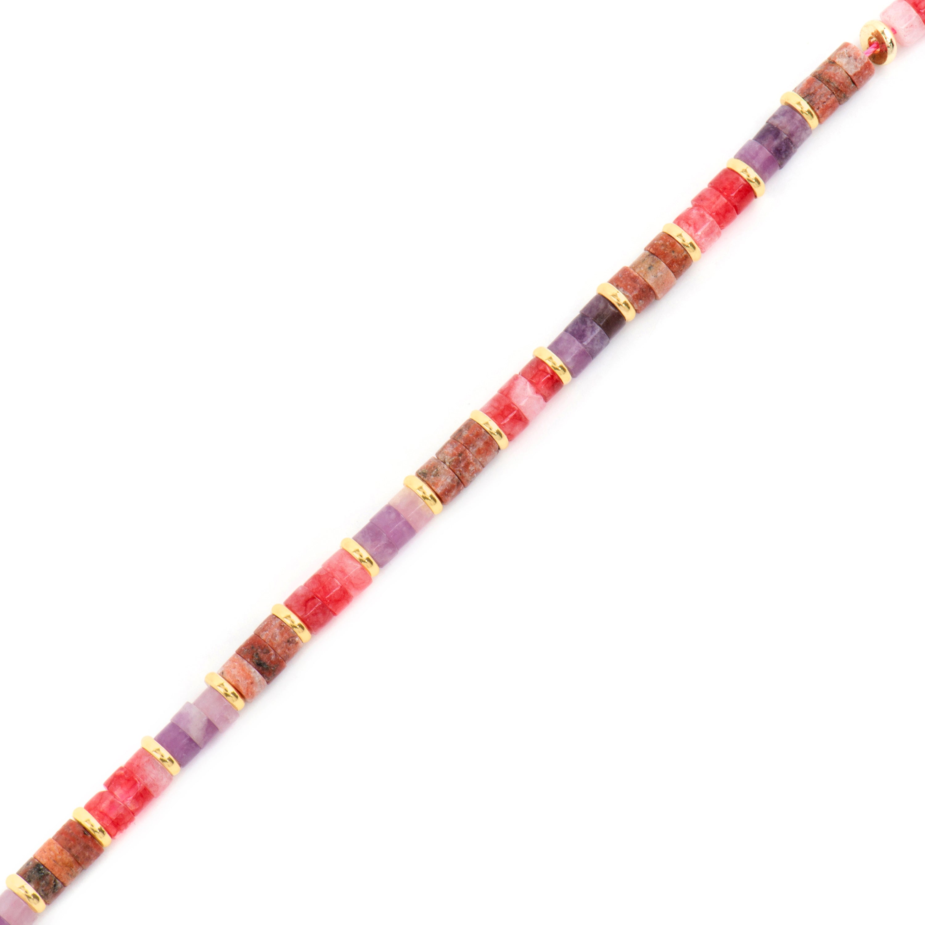 Pulsera de Plata de Ley 925 y Amatista Natural acabado oro amarillo de 18k - Abolg