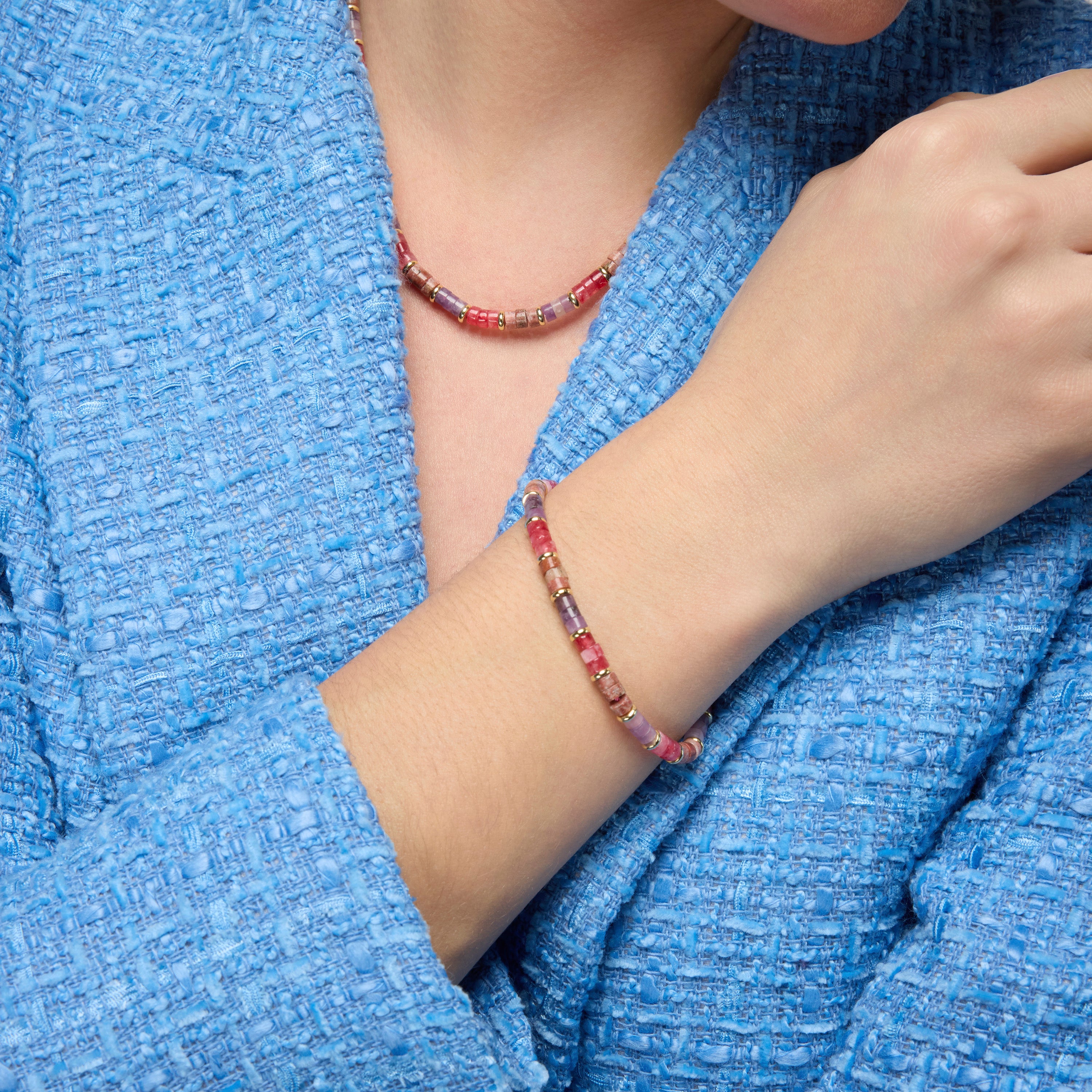 Bracelet en argent sterling 925 et améthyste naturelle finition or jaune 18k - Abolg