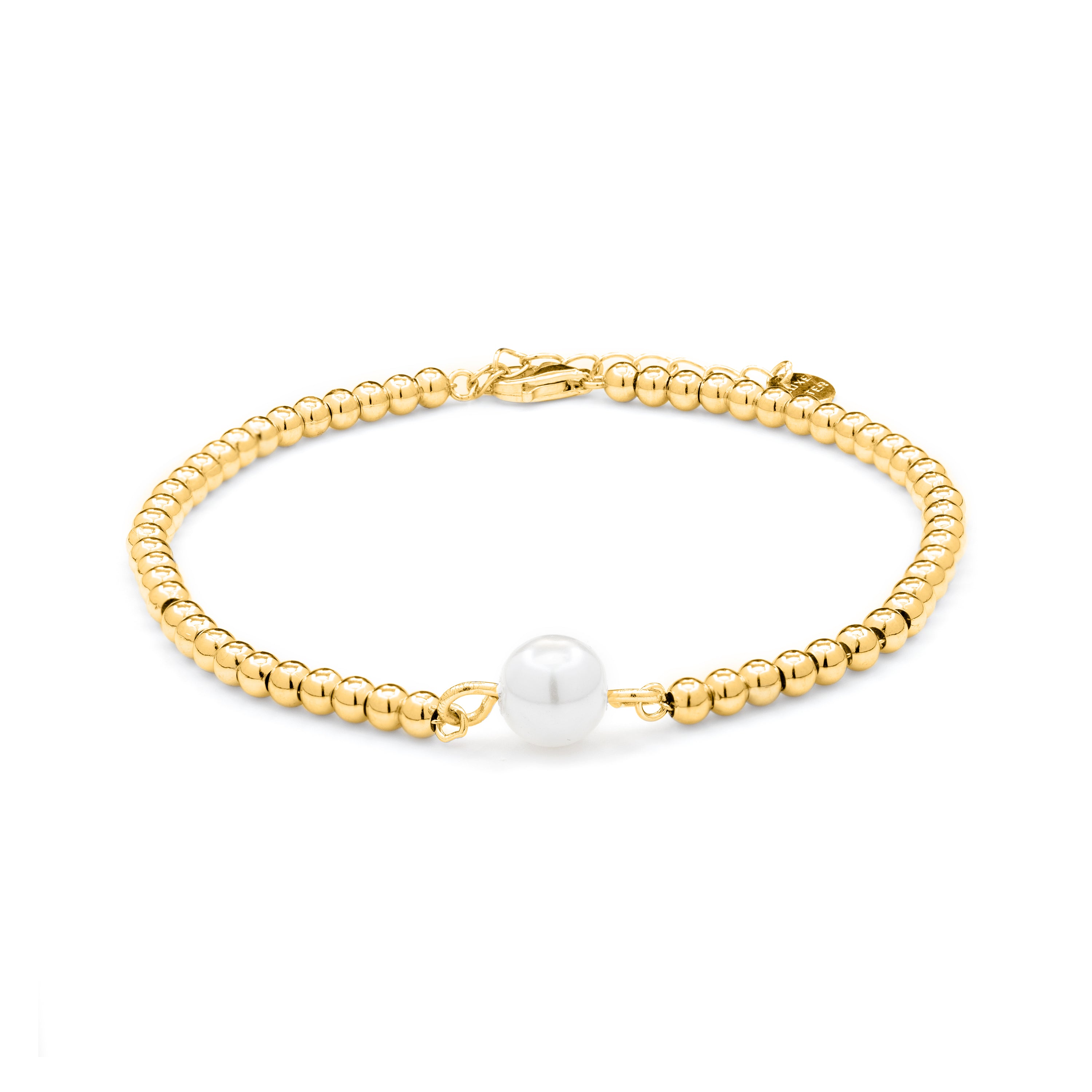 Bracciale in Argento Sterling 925 con Perla Bianca rifinito in oro giallo 18K - Nakuru