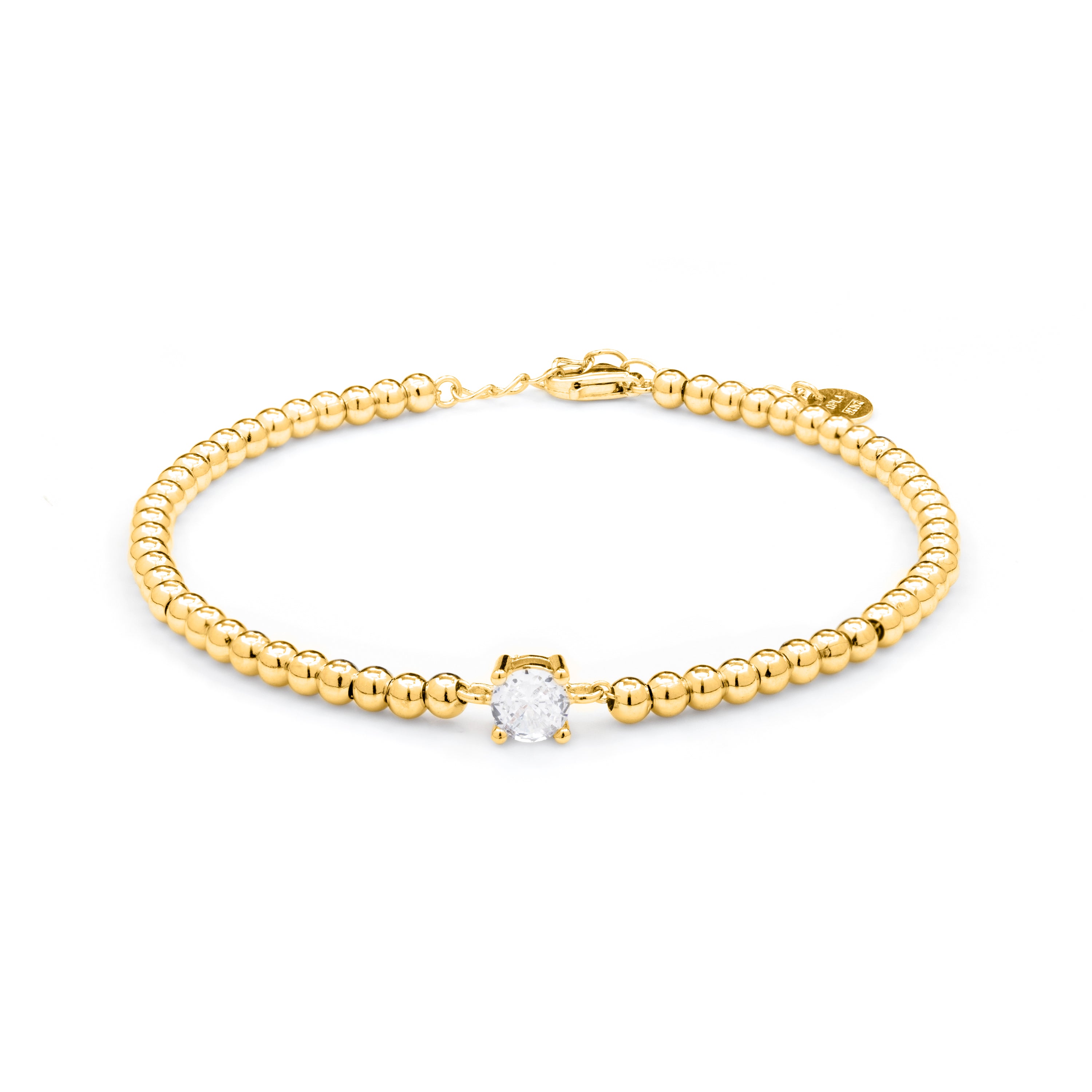 Pulseira de Prata de Lei 925 com Zircónia Brilhante acabada em ouro amarelo 18K - Ruza