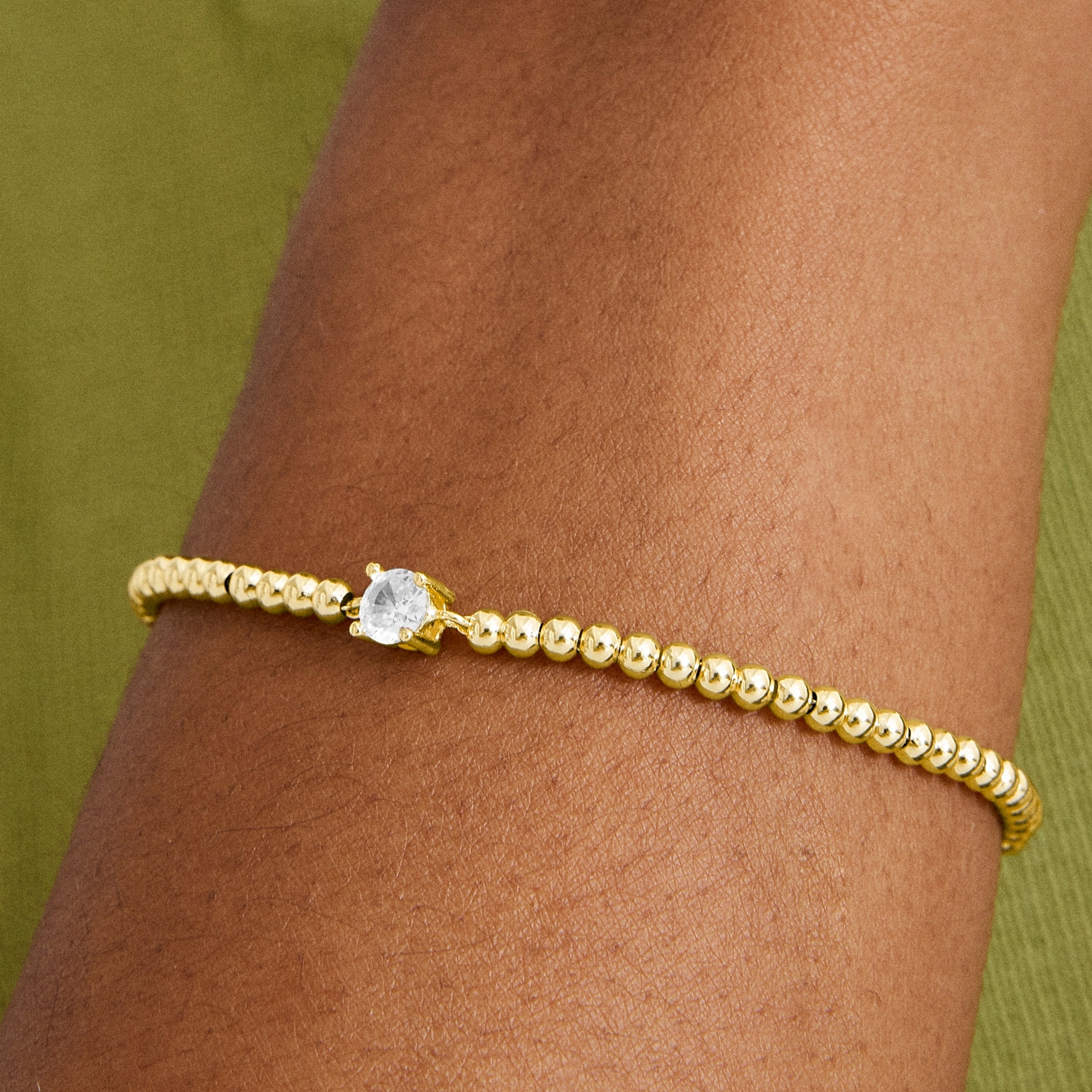 Pulseira de Prata de Lei 925 com Zircónia Brilhante acabada em ouro amarelo 18K - Ruza
