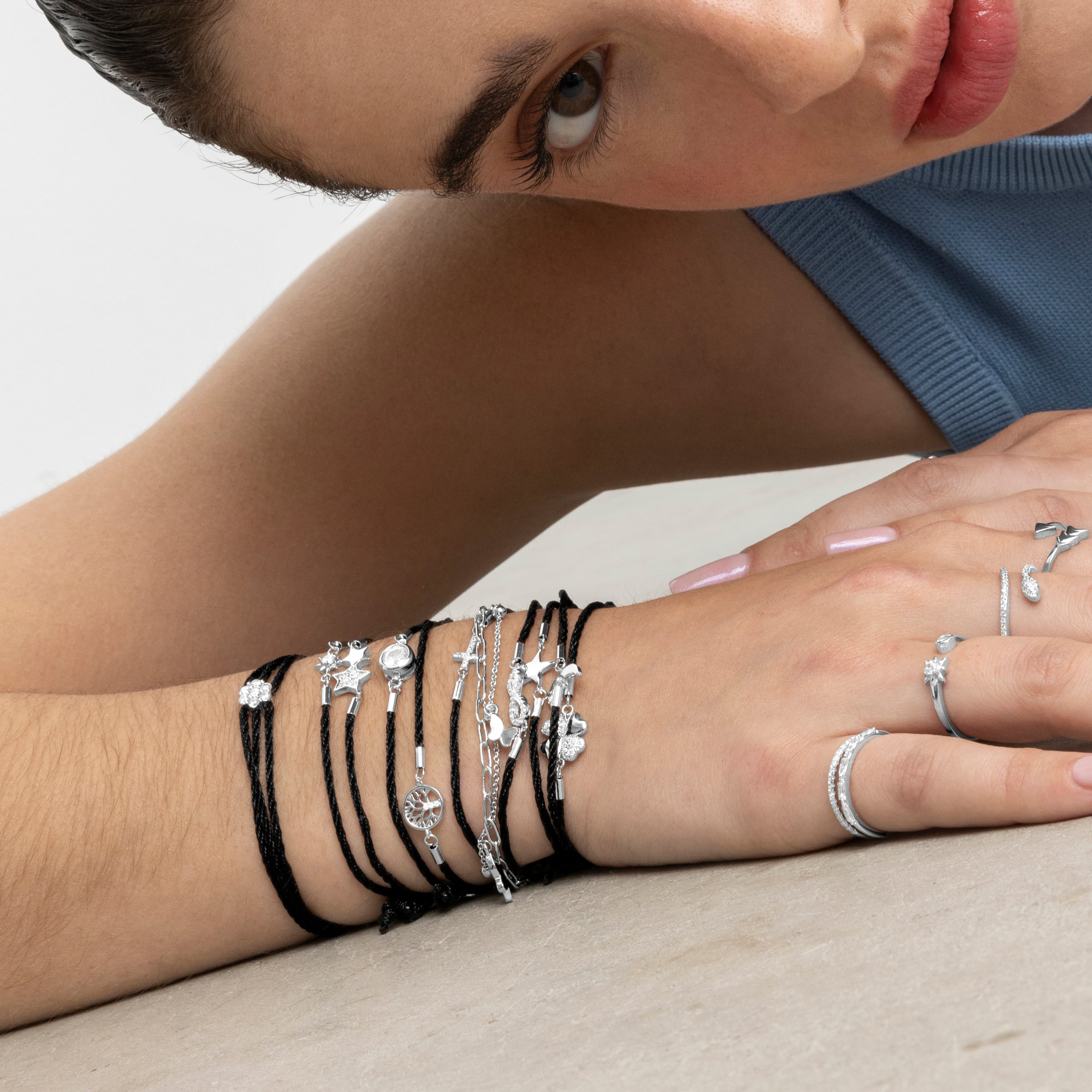 925 Sterling Silver Bracelet with Brilliant Zirconia finished in Rhodium - Oris