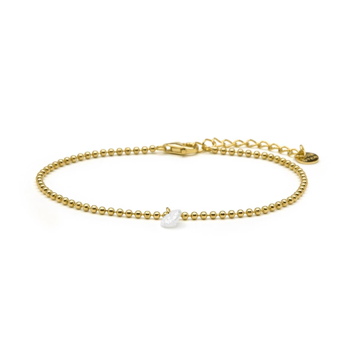 Bracelet en argent sterling 925 et zircon brillant finition en or jaune 18 carats - Webau