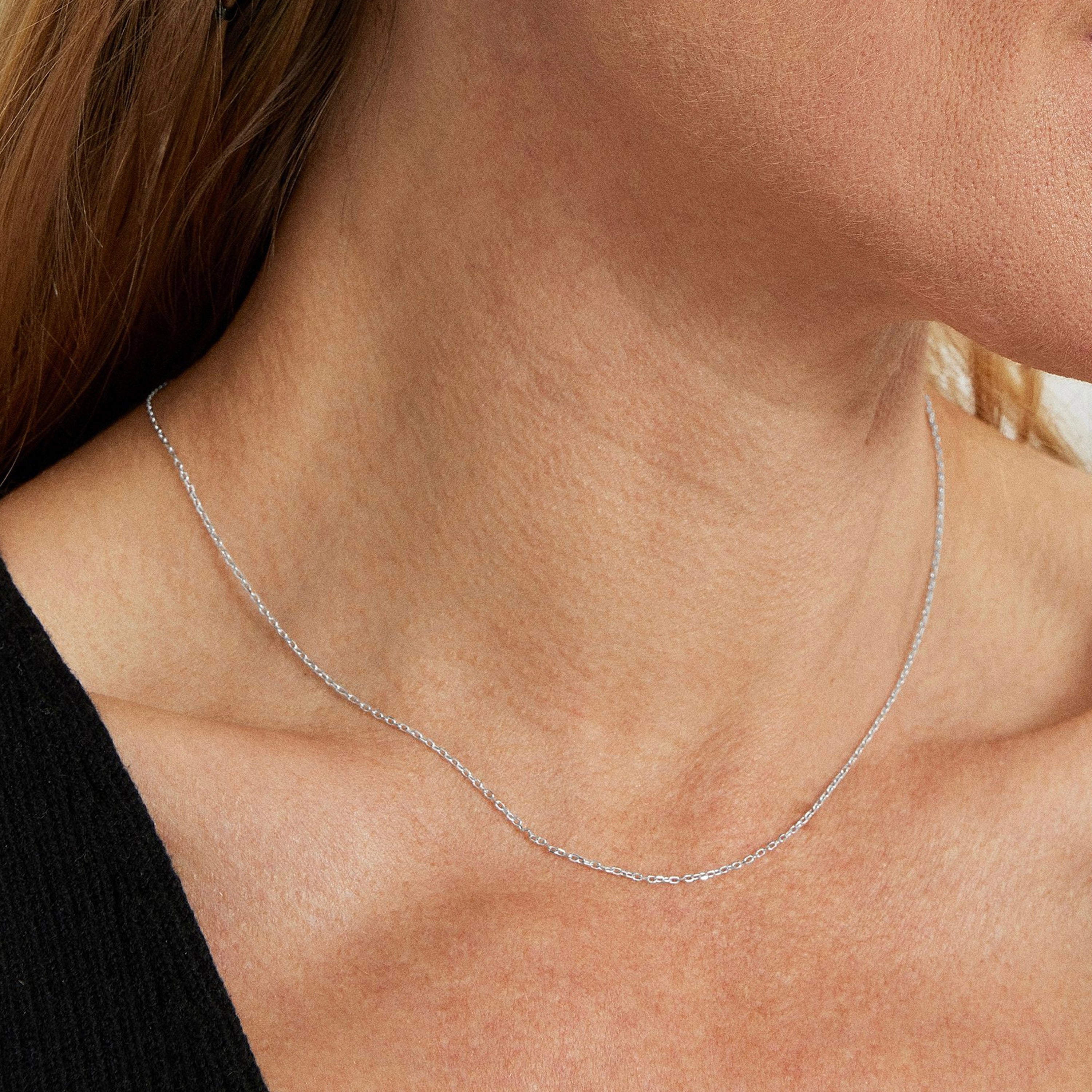 53cm Gliederkette aus 925er Sterlingsilber mit Rhodium-Finish - Luxenter
