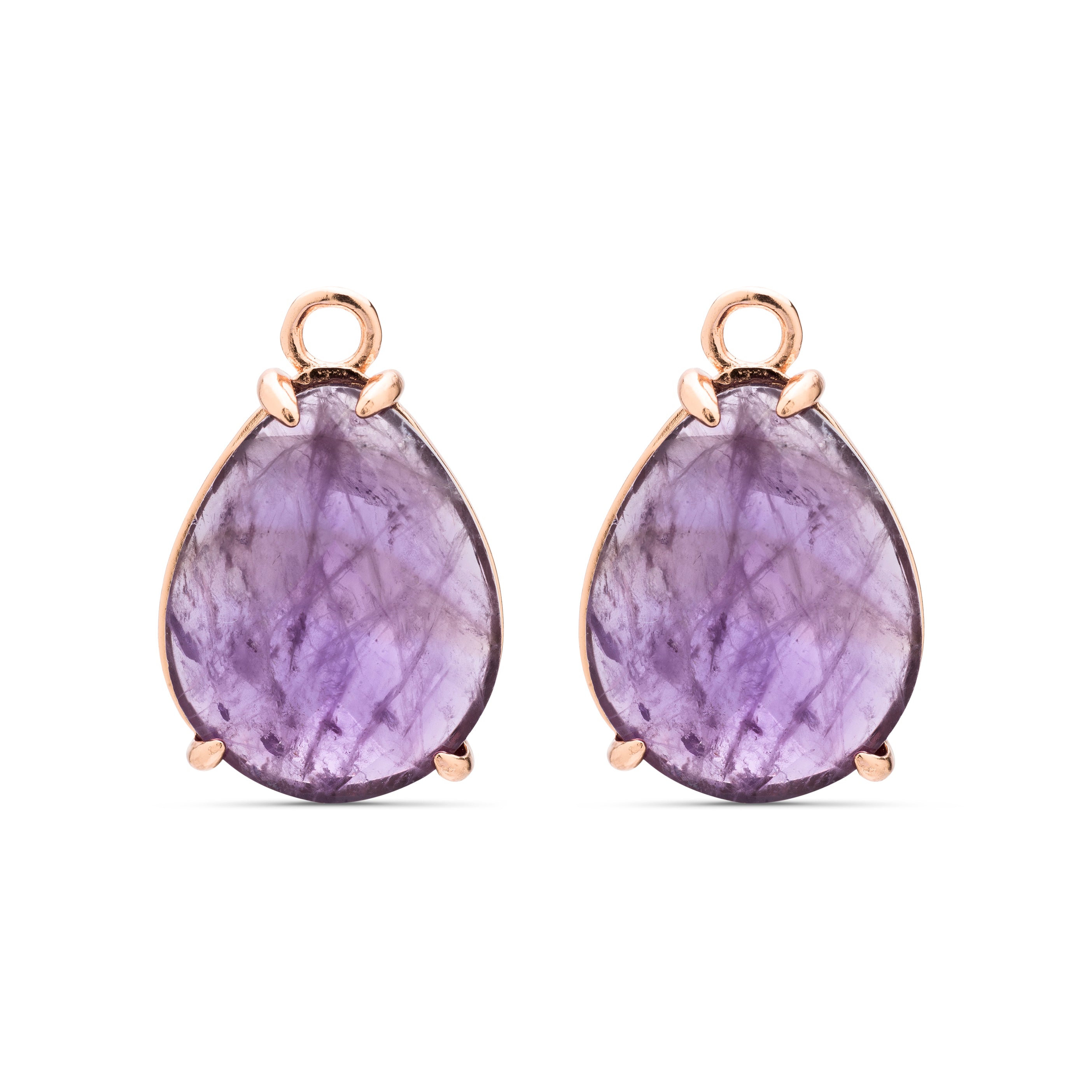 Boucles d'oreilles en argent sterling 925 avec améthyste naturelle finition or rose 18K - Riathae