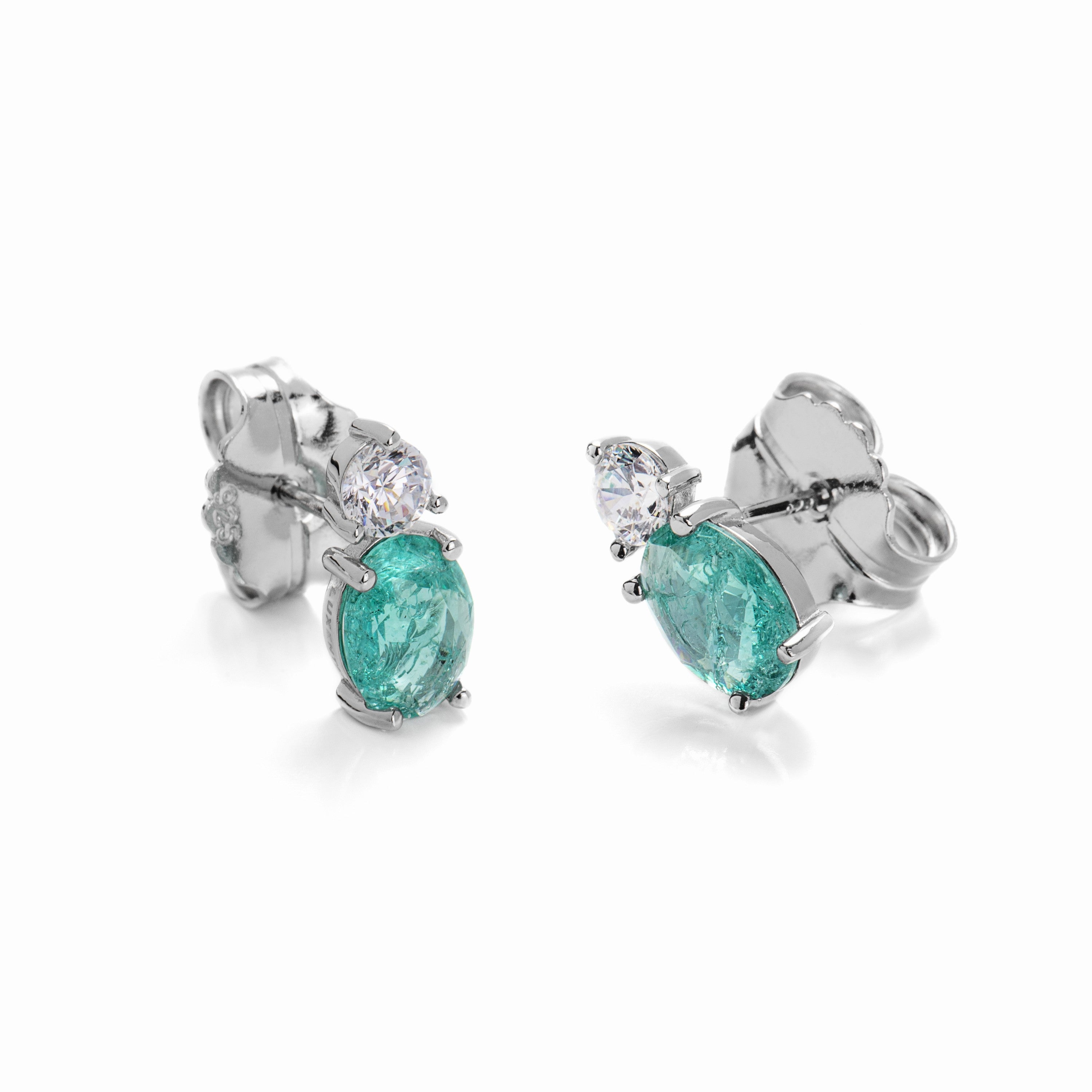 925 Sterling Silver Earrings with Light Green Hydrothermal Quartz finished in rhodium - Ceoljo