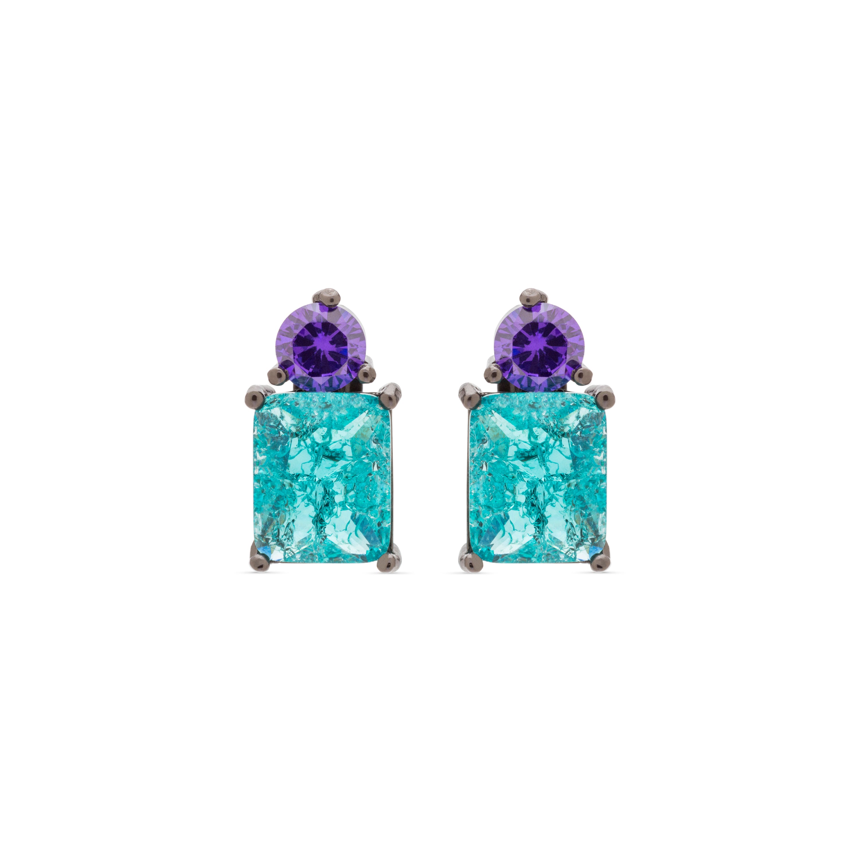 Orecchini in Argento Sterling 925 con Quarzo Iidrotermale Verde Chiaro finiti in rutenio nero - Wilu