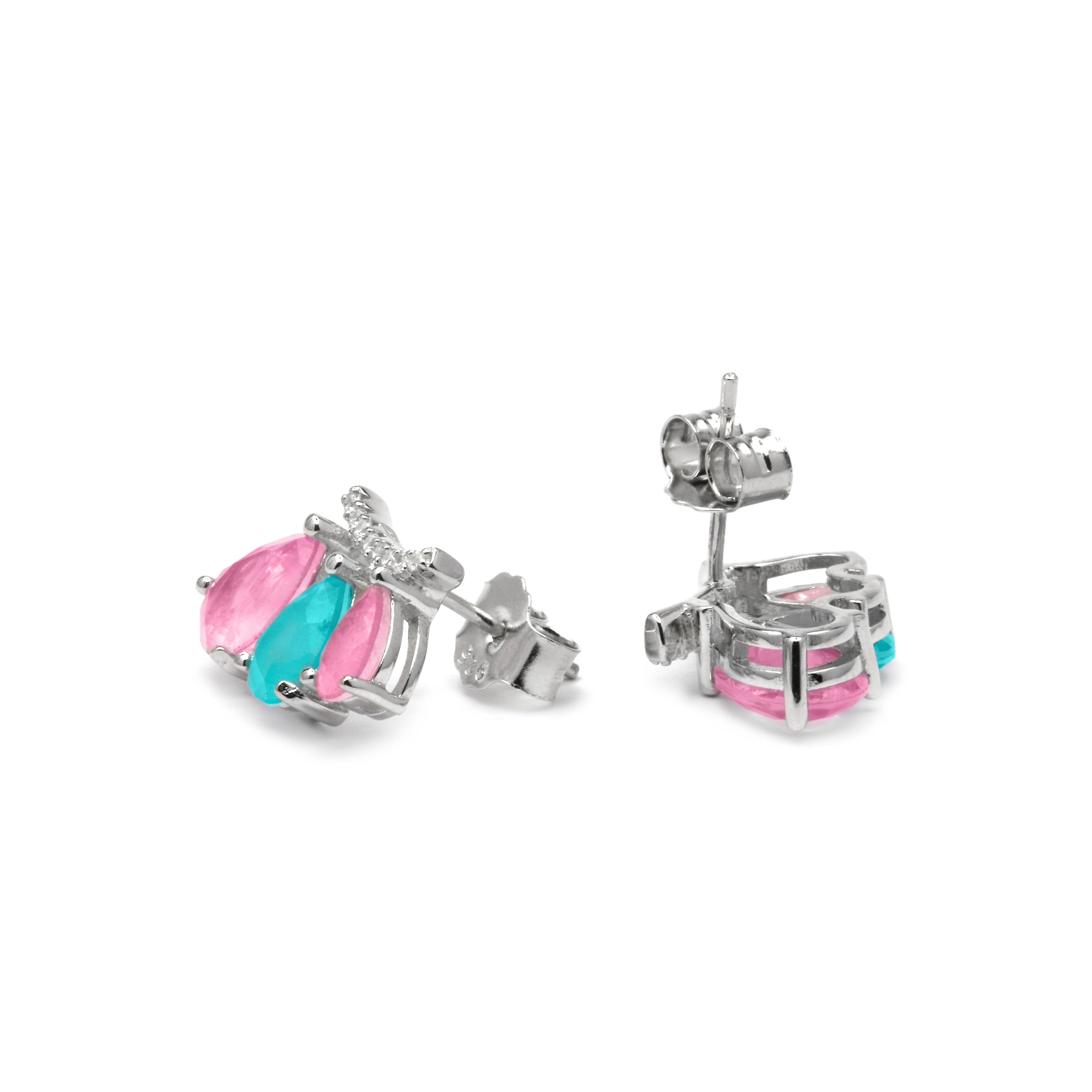 925 Sterling Silver Earrings with Multicolor Hydrothermal Quartz rhodium finish - Kaiau