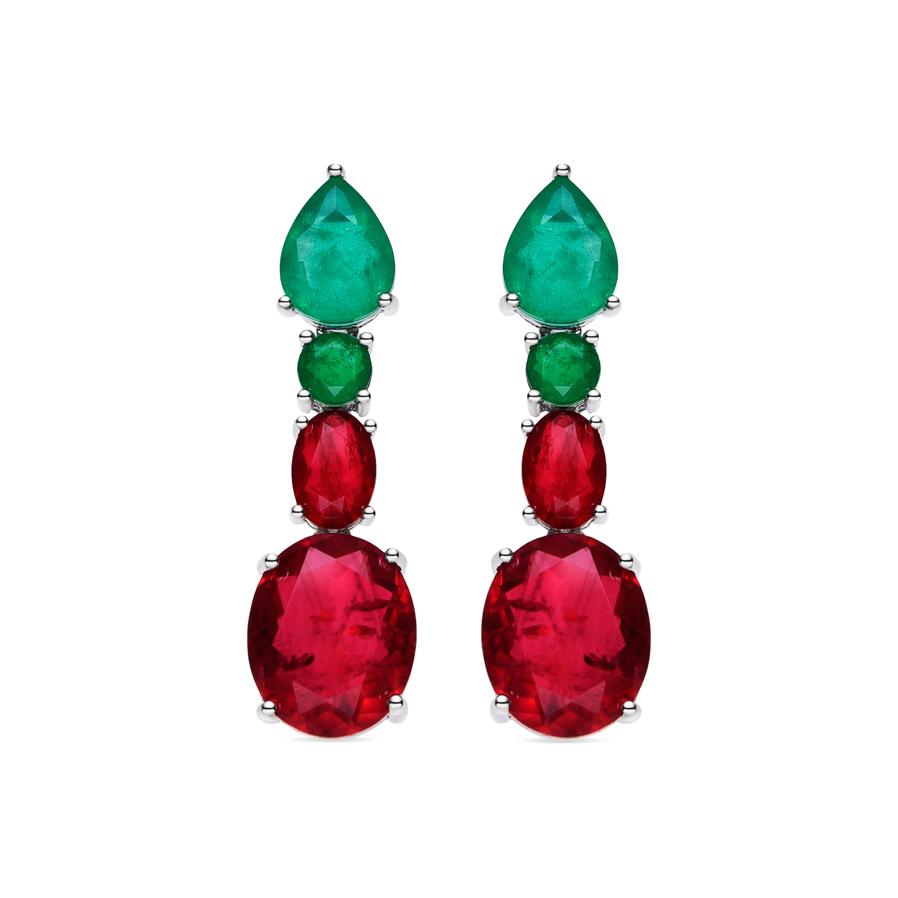 Boucles d'oreilles en argent sterling 925 et quartz hydrothermal cerise finition rhodiée - Shavas