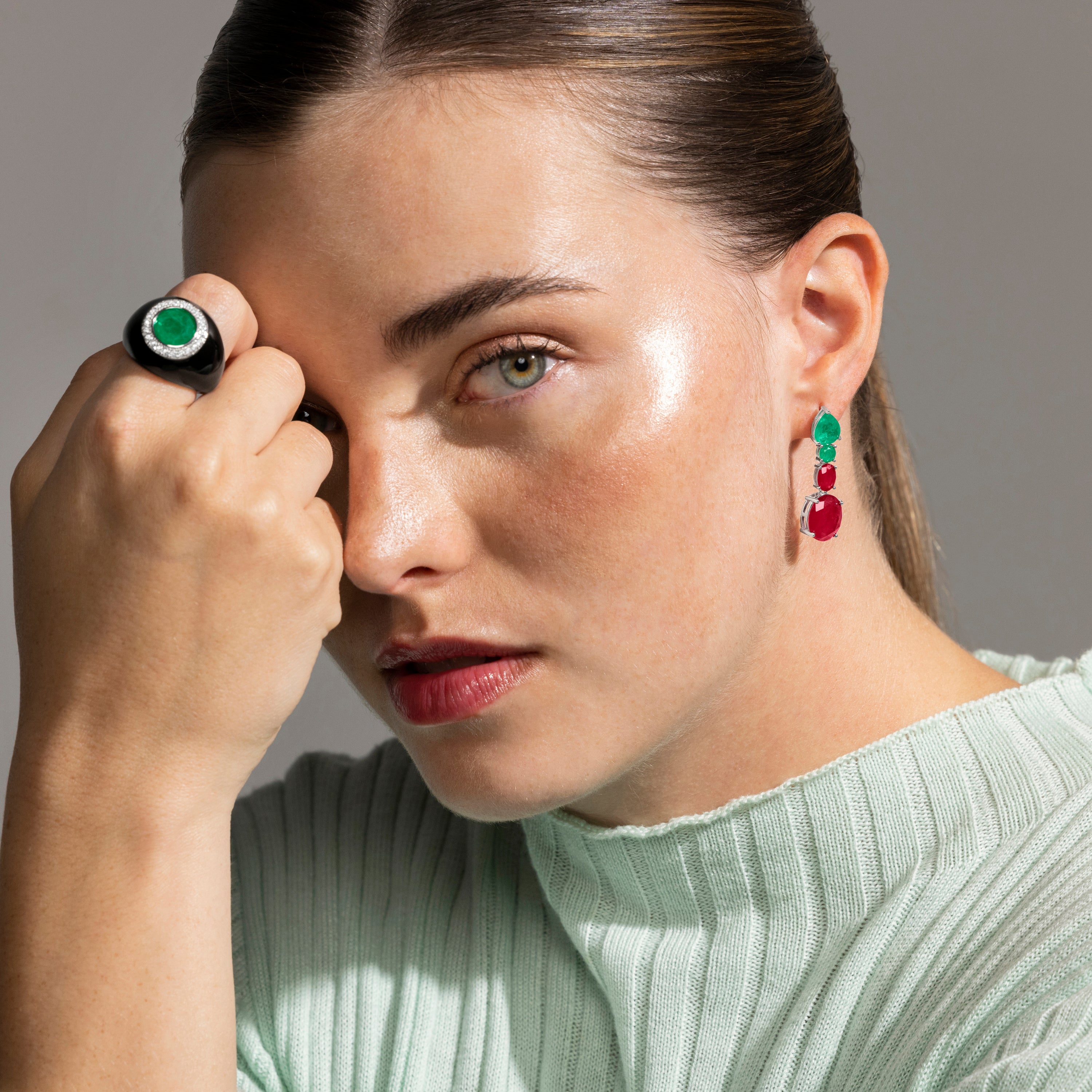 Boucles d'oreilles en argent sterling 925 et quartz hydrothermal cerise finition rhodiée - Shavas