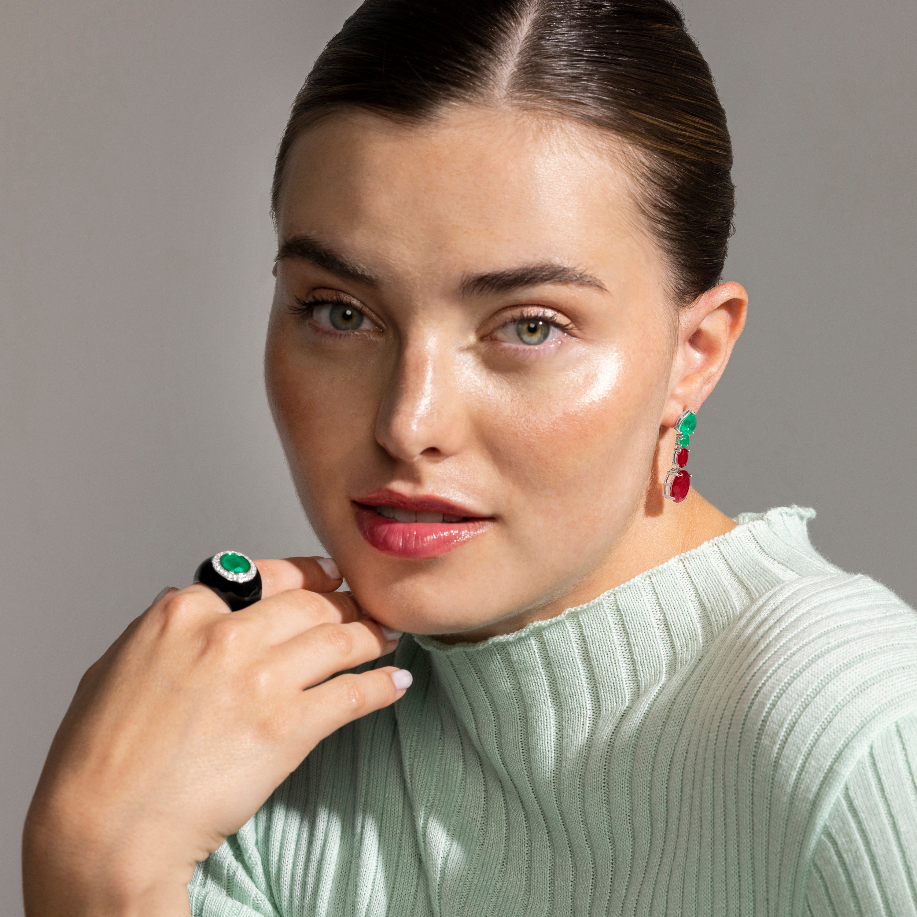 Boucles d'oreilles en argent sterling 925 et quartz hydrothermal cerise finition rhodiée - Shavas