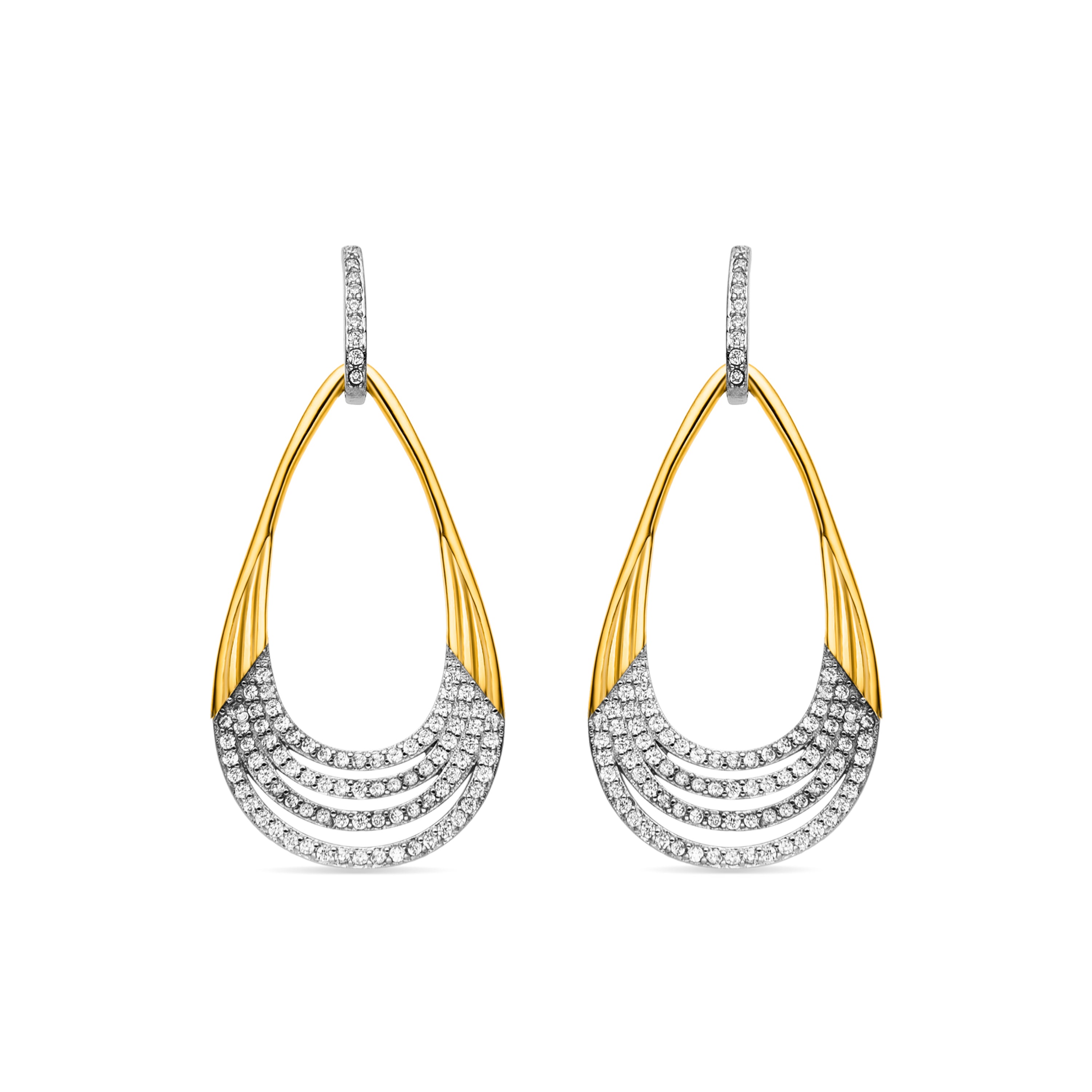 Brincos de Prata de Lei 925 e Zircónia Brilhante acabamento em ouro 18k - Horose