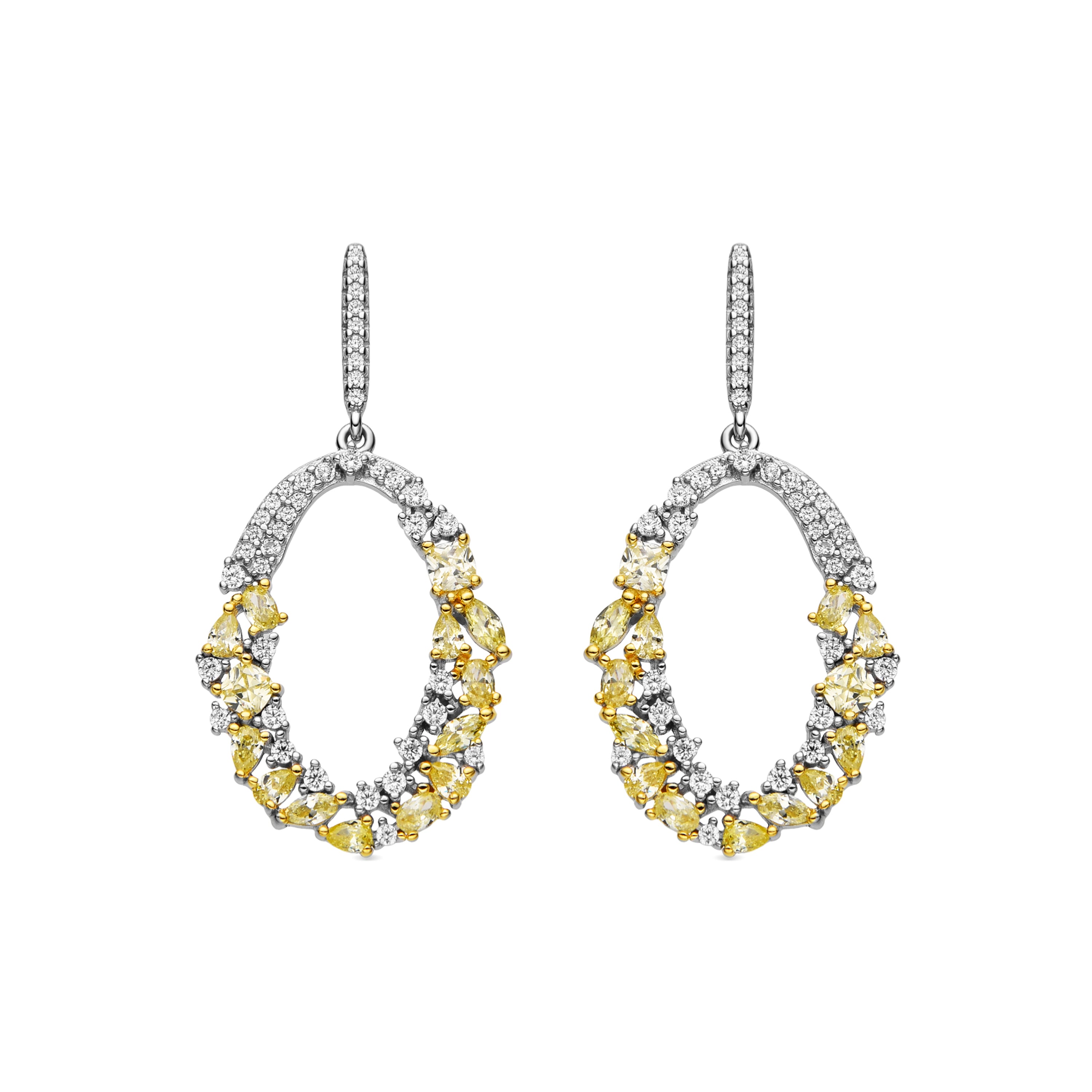 Brincos de Prata de Lei 925 e Padparadscha com acabamento em ródio - Doreo