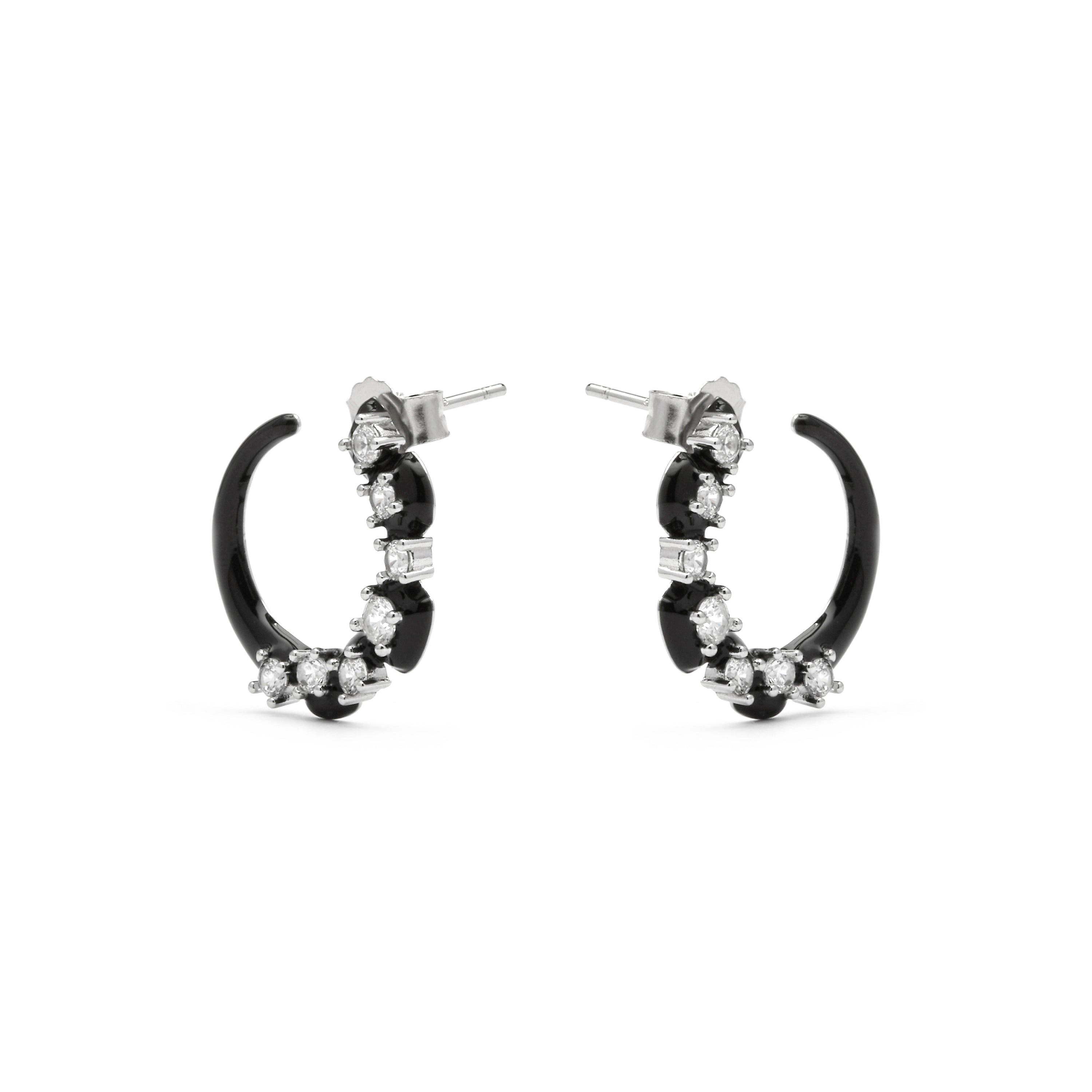 Orecchini in Argento Sterling 925 e Zirconia Brillante con finitura rodiata - Dekbu