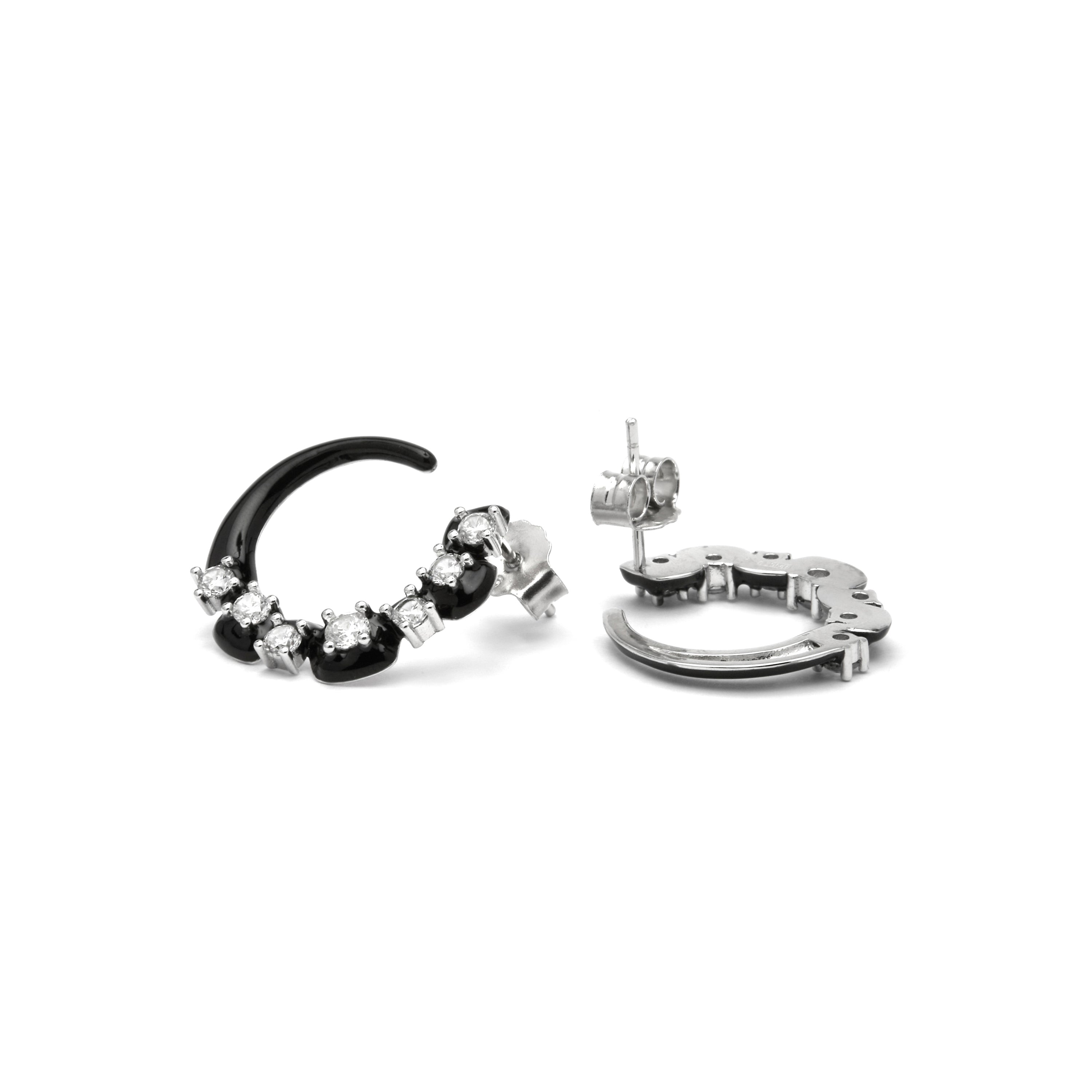 Orecchini in Argento Sterling 925 e Zirconia Brillante con finitura rodiata - Dekbu