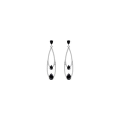 925 Sterling Silver Earrings with Onyx Zirconia and Rhodium Finish - Fim