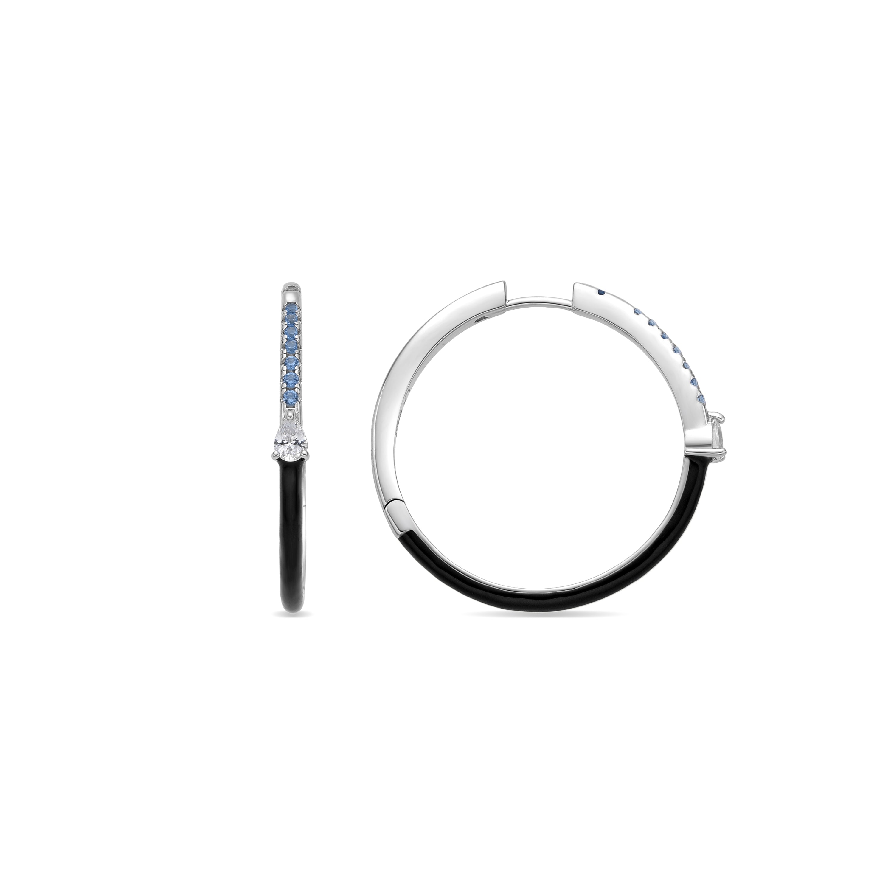 Boucles d'oreilles en argent sterling 925 et zircon topaze bleue finition rhodium - Drado