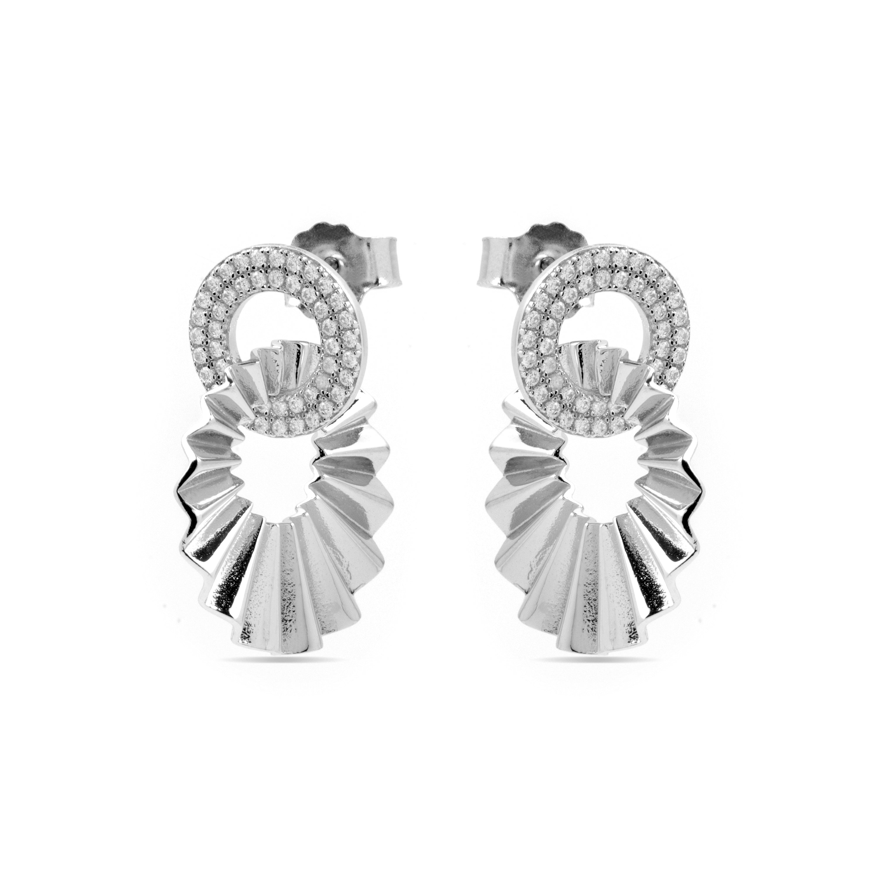 Ohrringe aus 925er Sterlingsilber und funkelndem Zirkonia mit Rhodium-Finish - Hafa