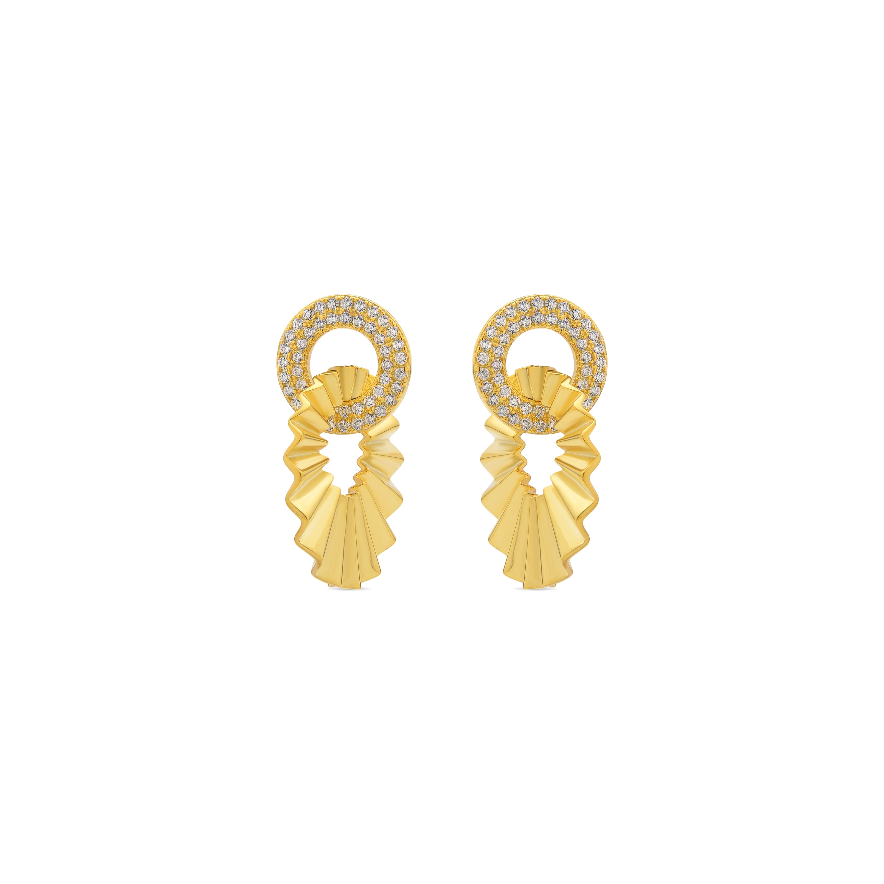 Boucles d'oreilles en argent sterling 925 et zircon brillant finition or jaune 18k - Hafa