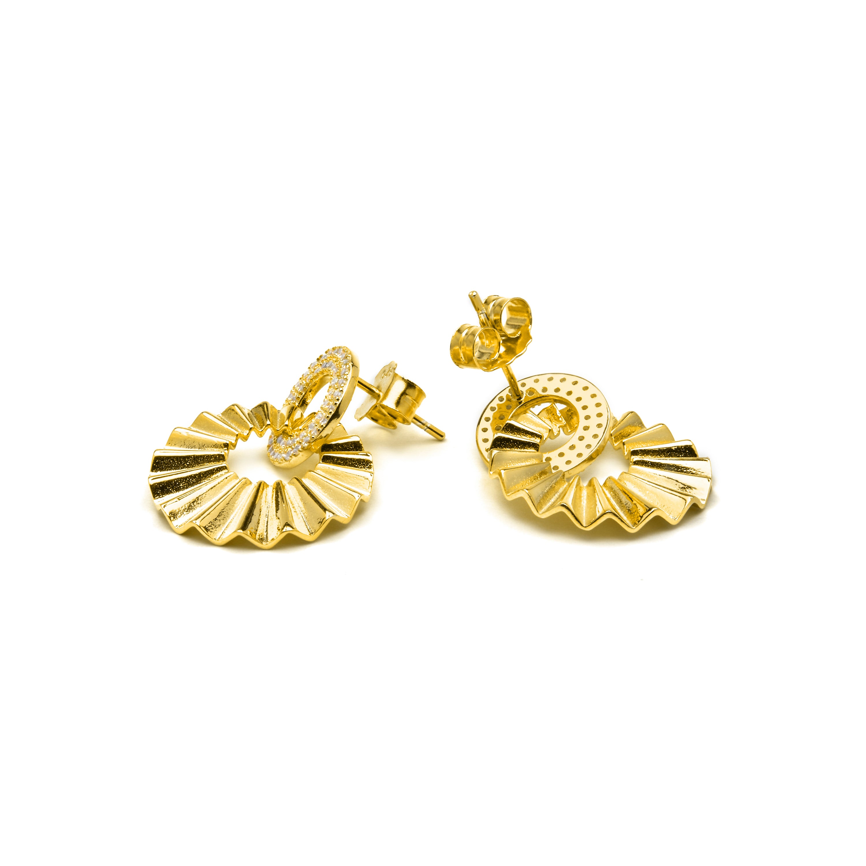 Boucles d'oreilles en argent sterling 925 et zircon brillant finition or jaune 18k - Hafa