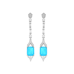 925 Sterling Silver Earrings with Green Paraiba Hydrothermal Quartz, Rhodium Finish - Slaran