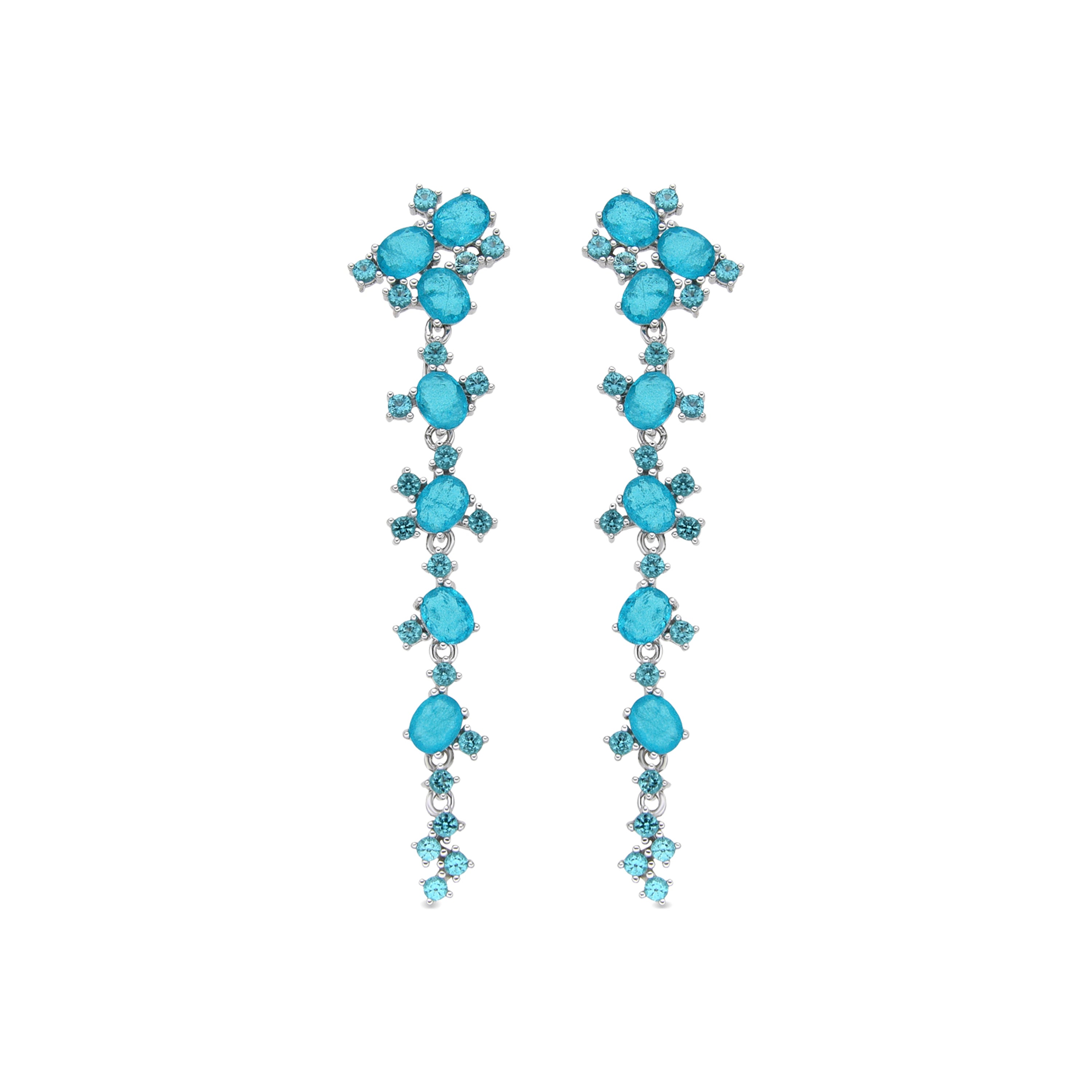 Boucles d'oreilles en argent sterling 925 et quartz hydrothermal vert Paraiba finition rhodiée - Jaitha