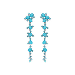 925 Sterling Silver Earrings with Green Paraiba Hydrothermal Quartz, Rhodium Finish - Jaitha