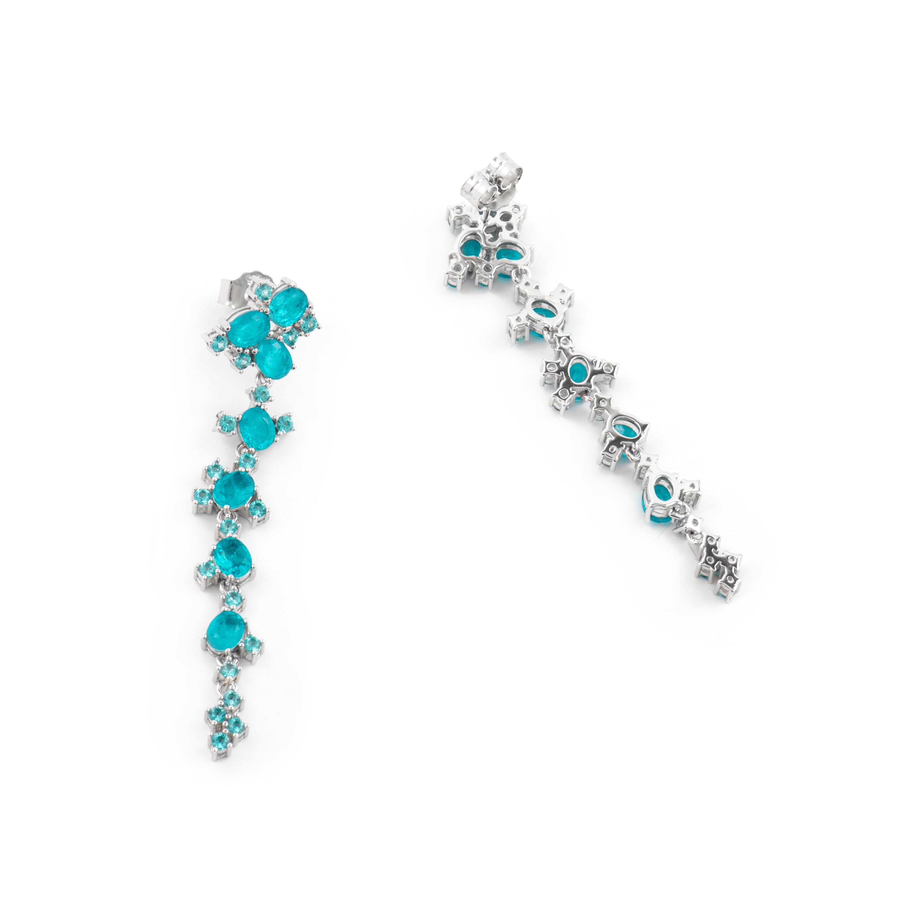 Boucles d'oreilles en argent sterling 925 et quartz hydrothermal vert Paraiba finition rhodiée - Jaitha