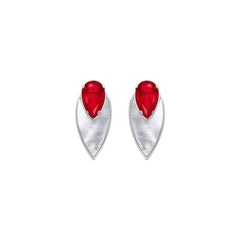 925 Sterling Silver Earrings with Hydrothermal Cherry Quartz, Rhodium Finish - Grywi