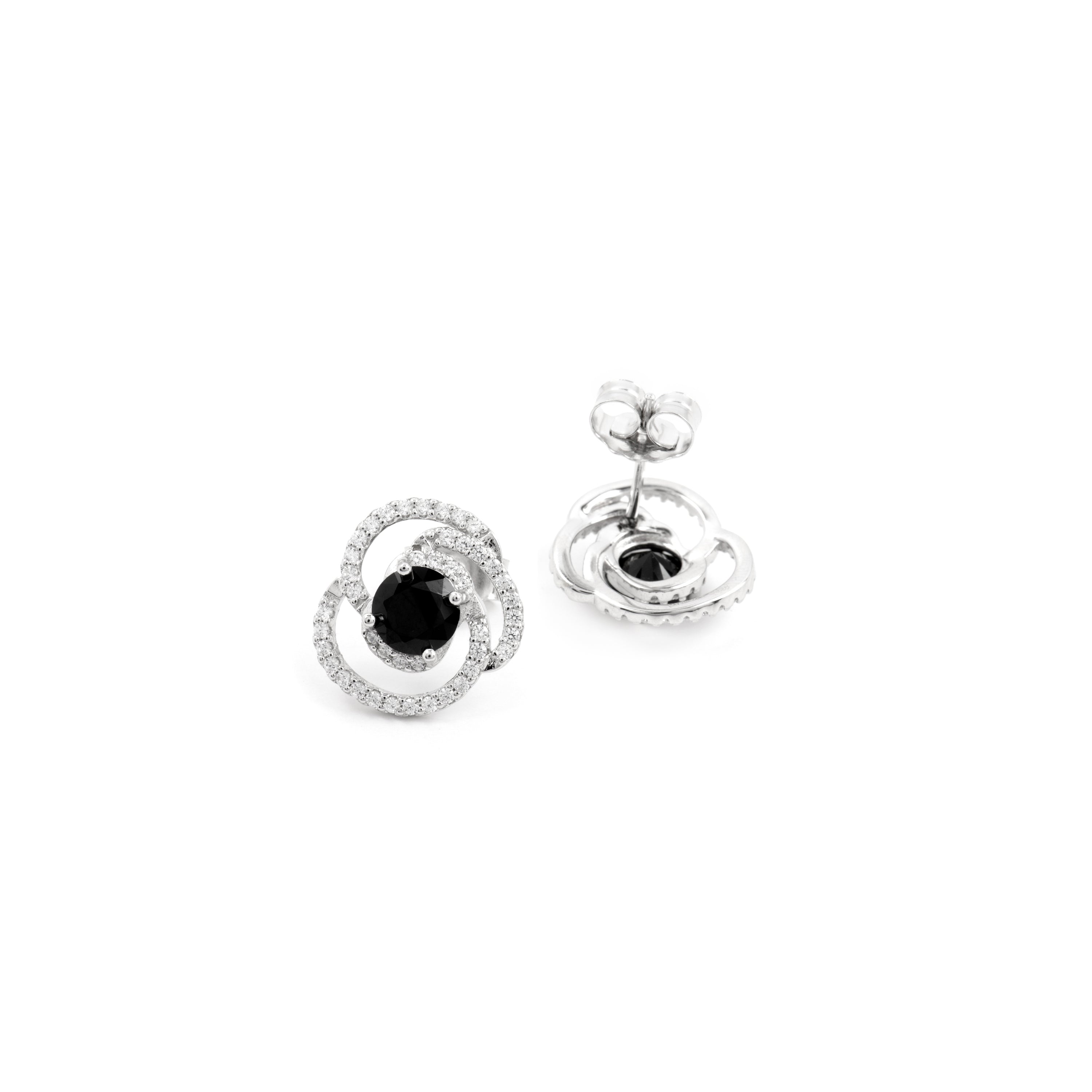 Pendientes de Plata de Ley 925 y Circonita Onix acabado rodio - Tyve