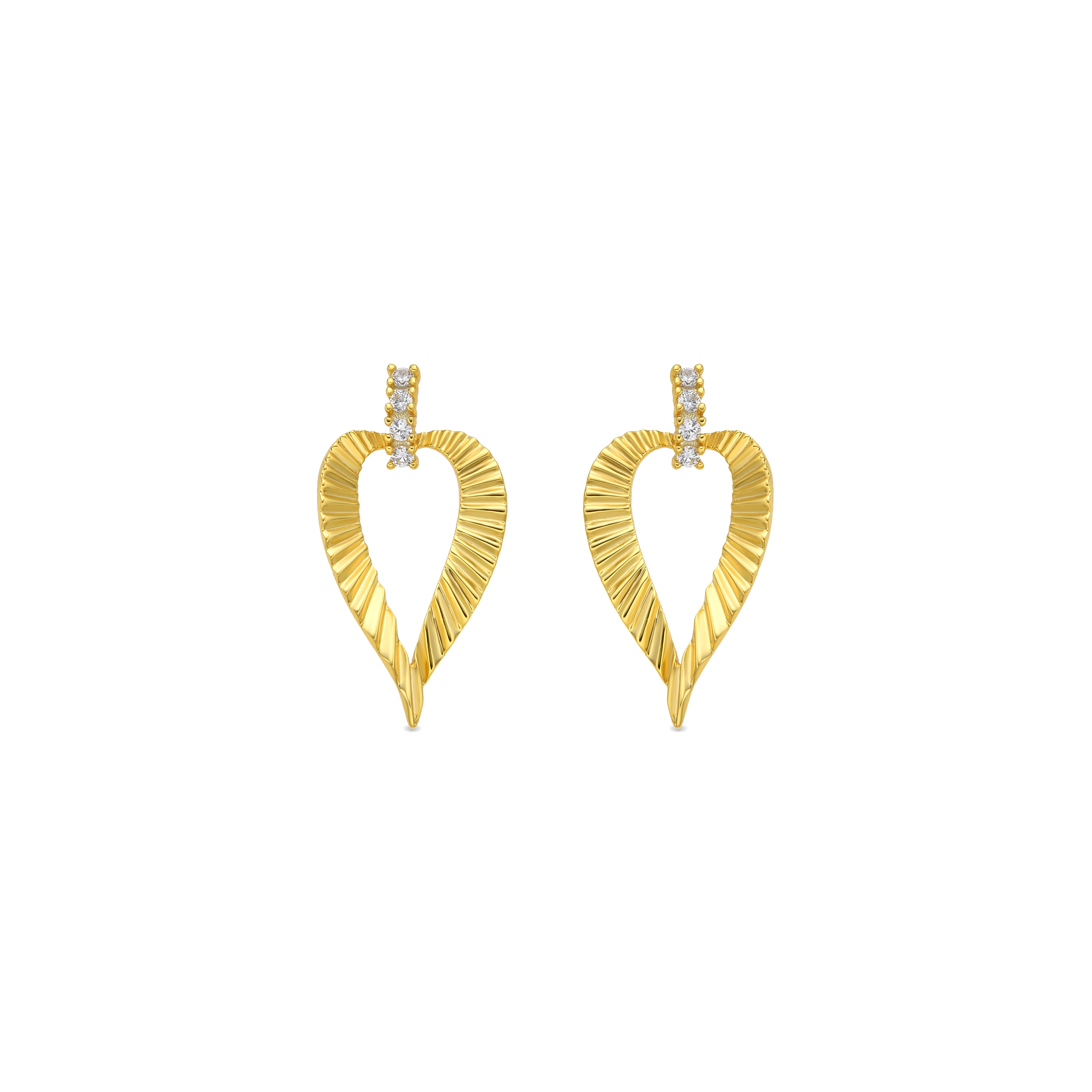 925 Sterling Silver Earrings with Brilliant Cubic Zirconia, 18k Yellow Gold Finish - Loreasi