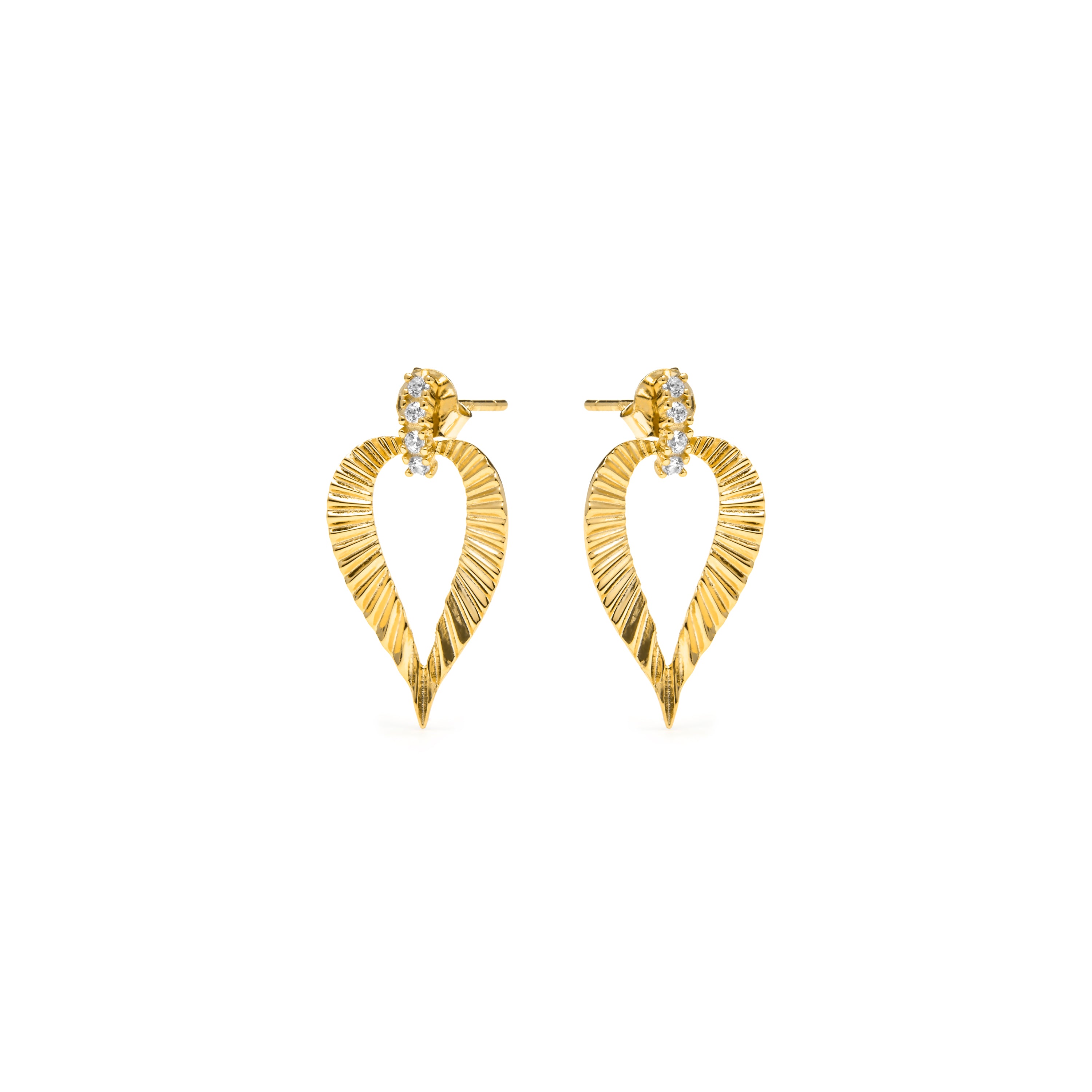 925 Sterling Silver Earrings with Brilliant Cubic Zirconia, 18k Yellow Gold Finish - Loreasi