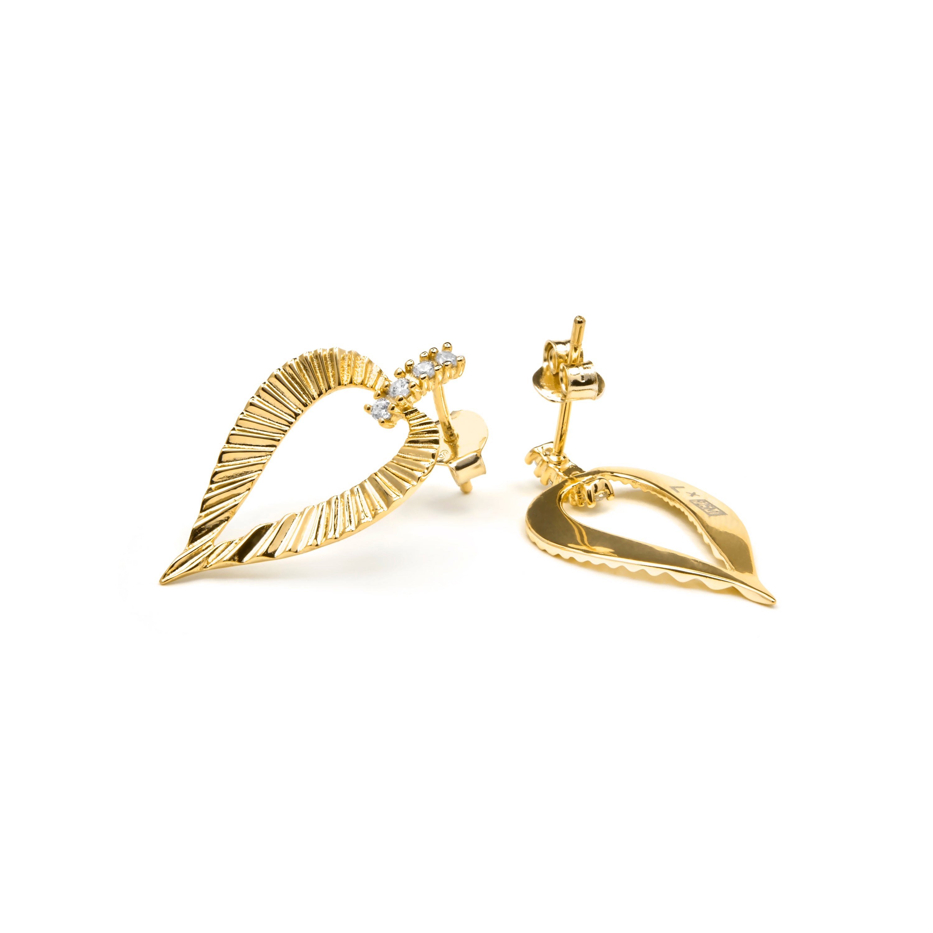 925 Sterling Silver Earrings with Brilliant Cubic Zirconia, 18k Yellow Gold Finish - Loreasi