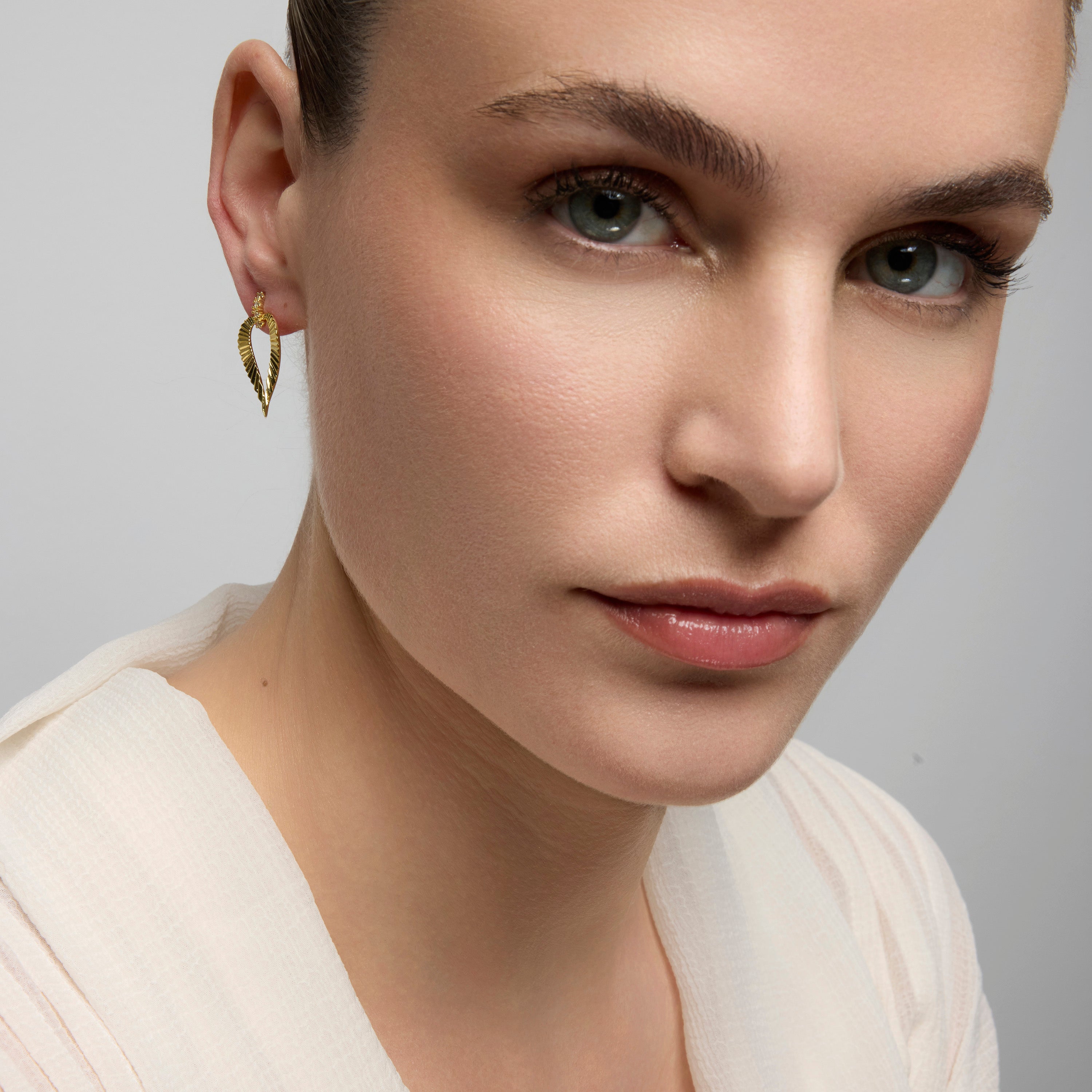 925 Sterling Silver Earrings with Brilliant Cubic Zirconia, 18k Yellow Gold Finish - Loreasi