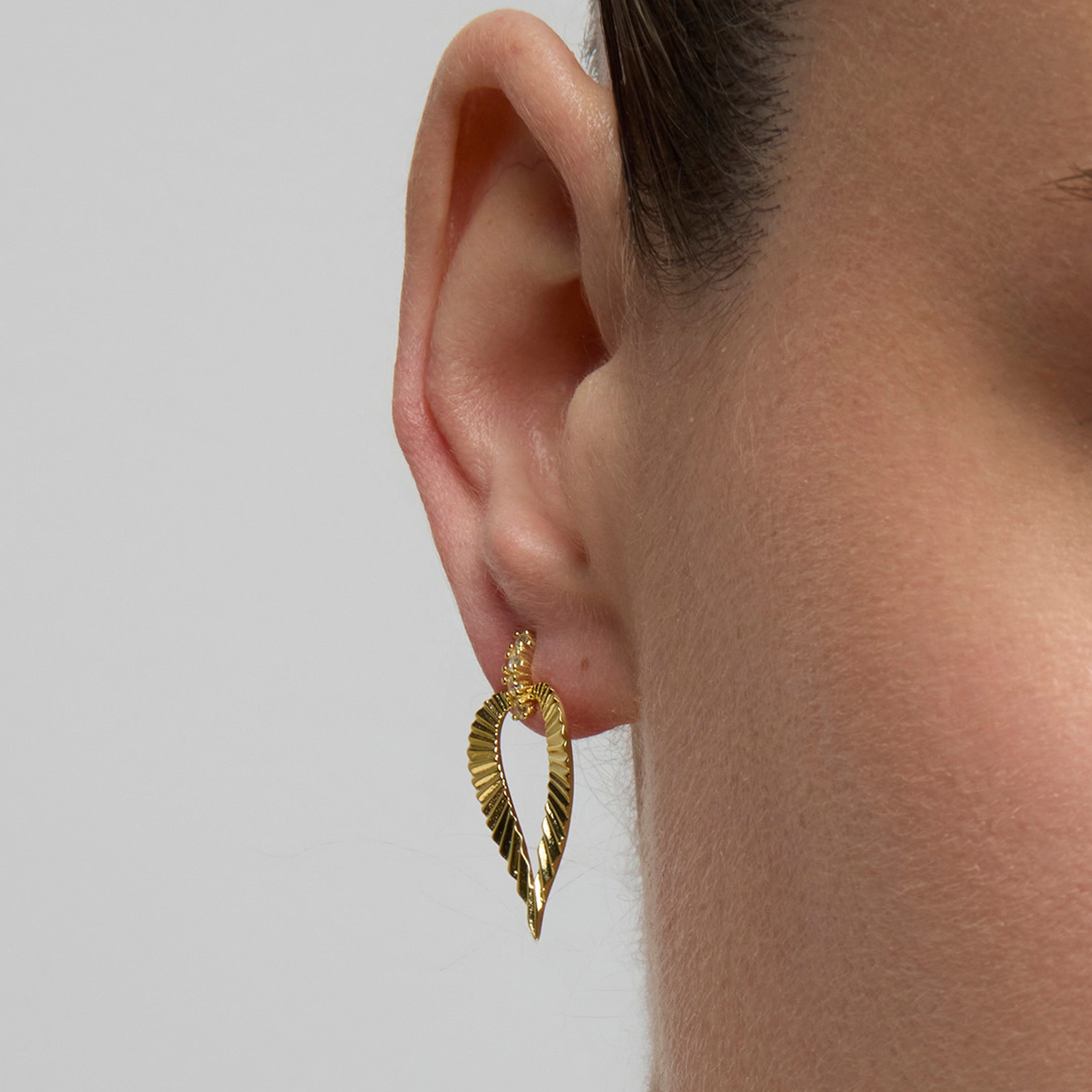 925 Sterling Silver Earrings with Brilliant Cubic Zirconia, 18k Yellow Gold Finish - Loreasi