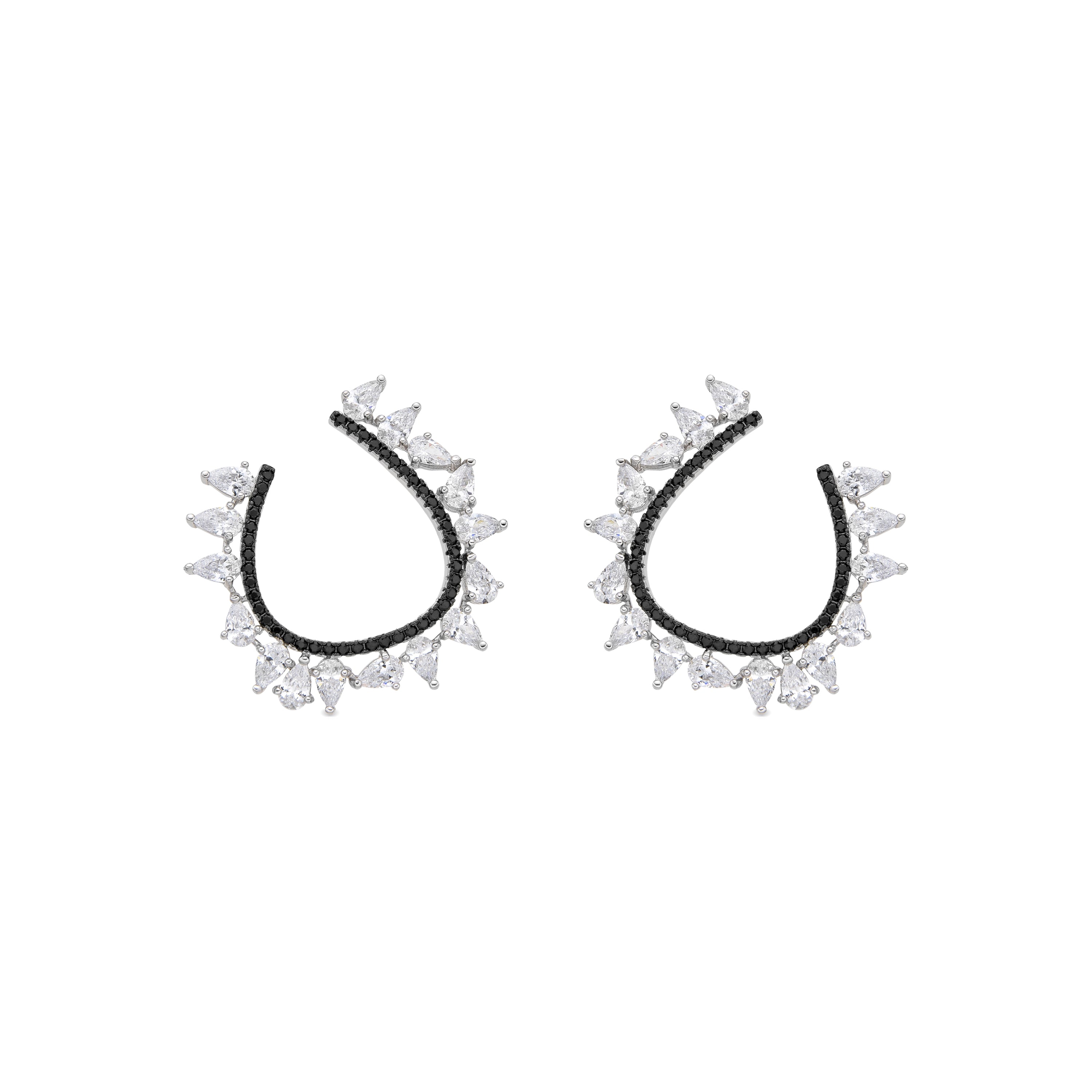 925er Sterlingsilber-Ohrringe mit Onyx-Zirkonia und Rhodium-Finish - Sidya