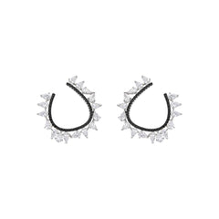 925 Sterling Silver Earrings with Onyx Zirconia and Rhodium Finish - Sidya