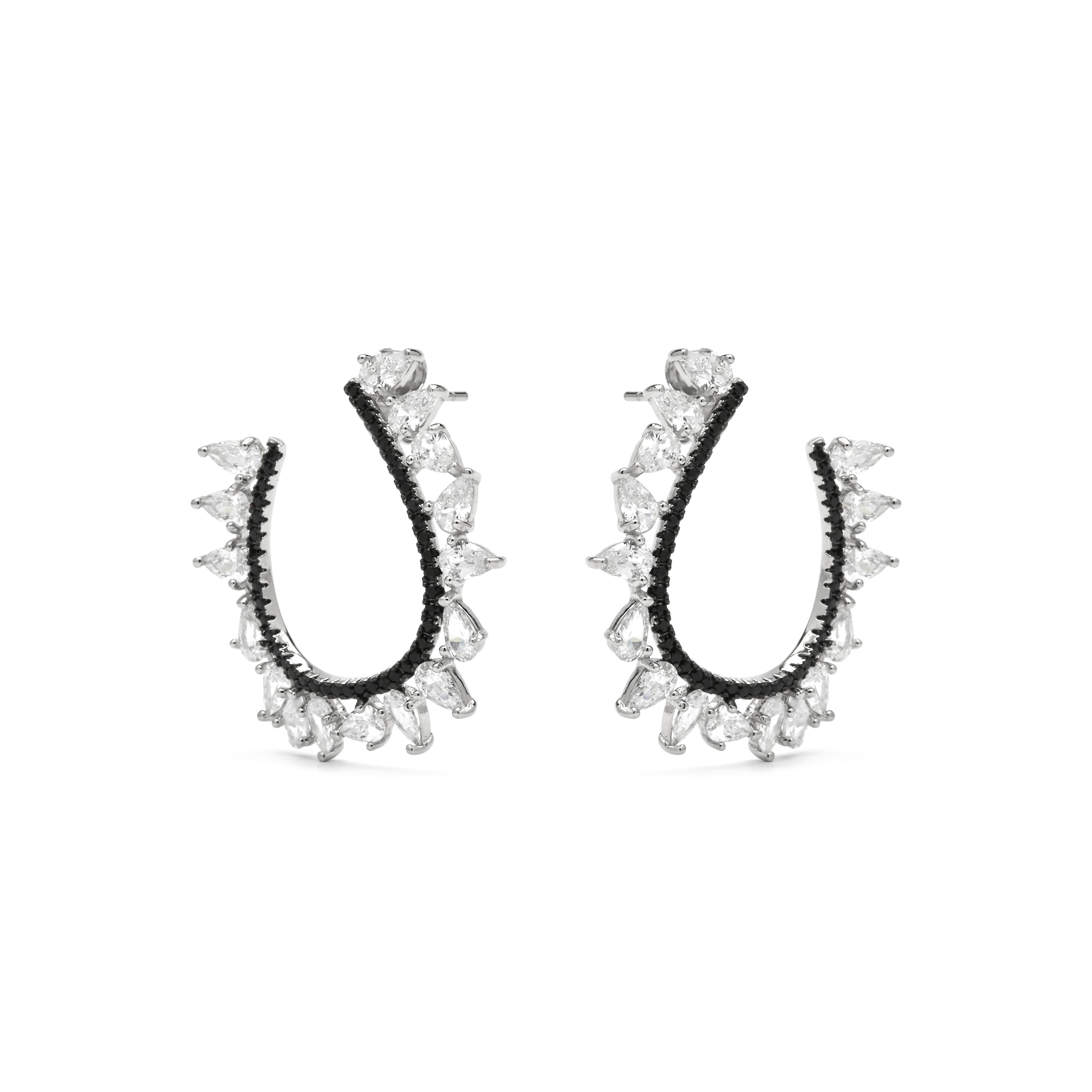925er Sterlingsilber-Ohrringe mit Onyx-Zirkonia und Rhodium-Finish - Sidya