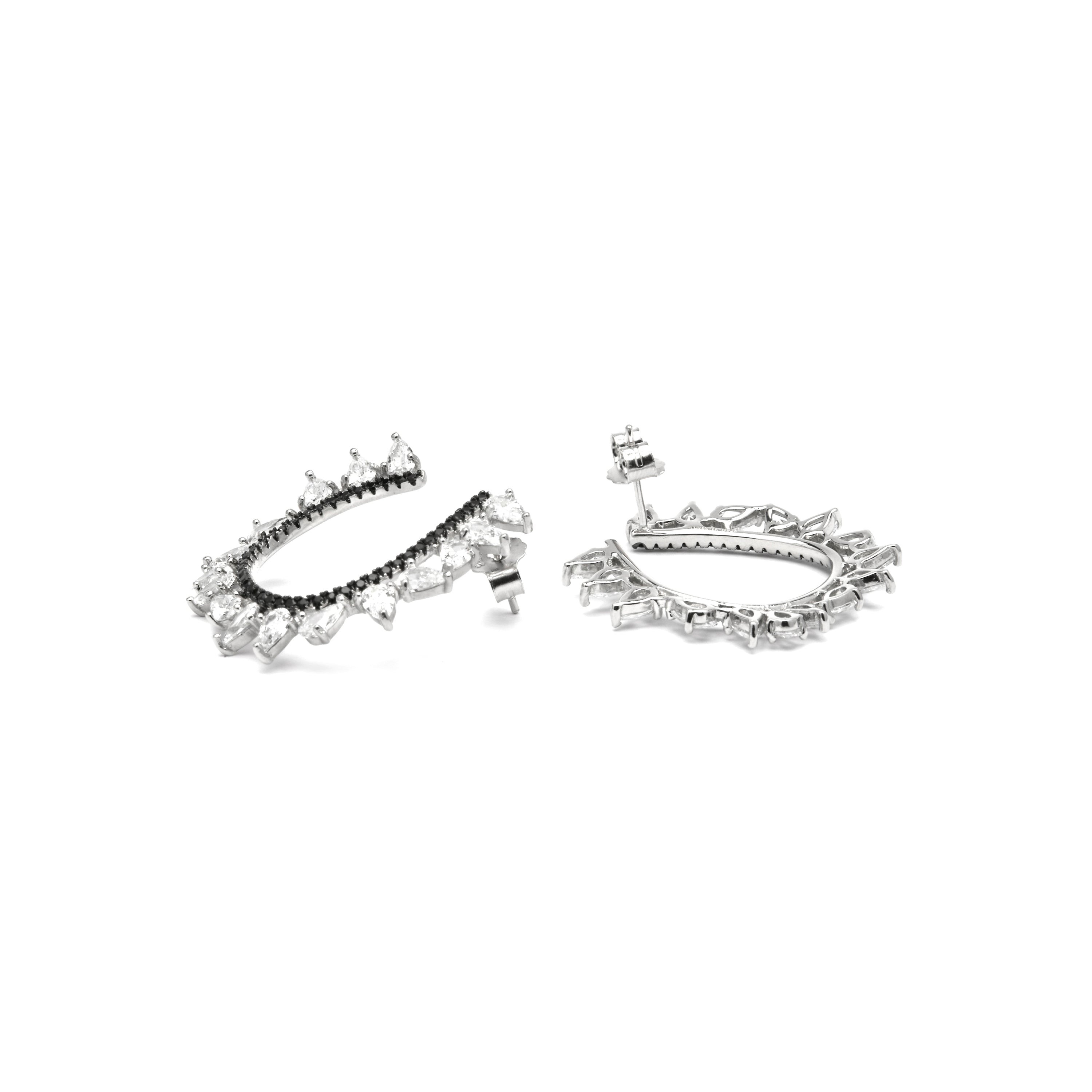925er Sterlingsilber-Ohrringe mit Onyx-Zirkonia und Rhodium-Finish - Sidya