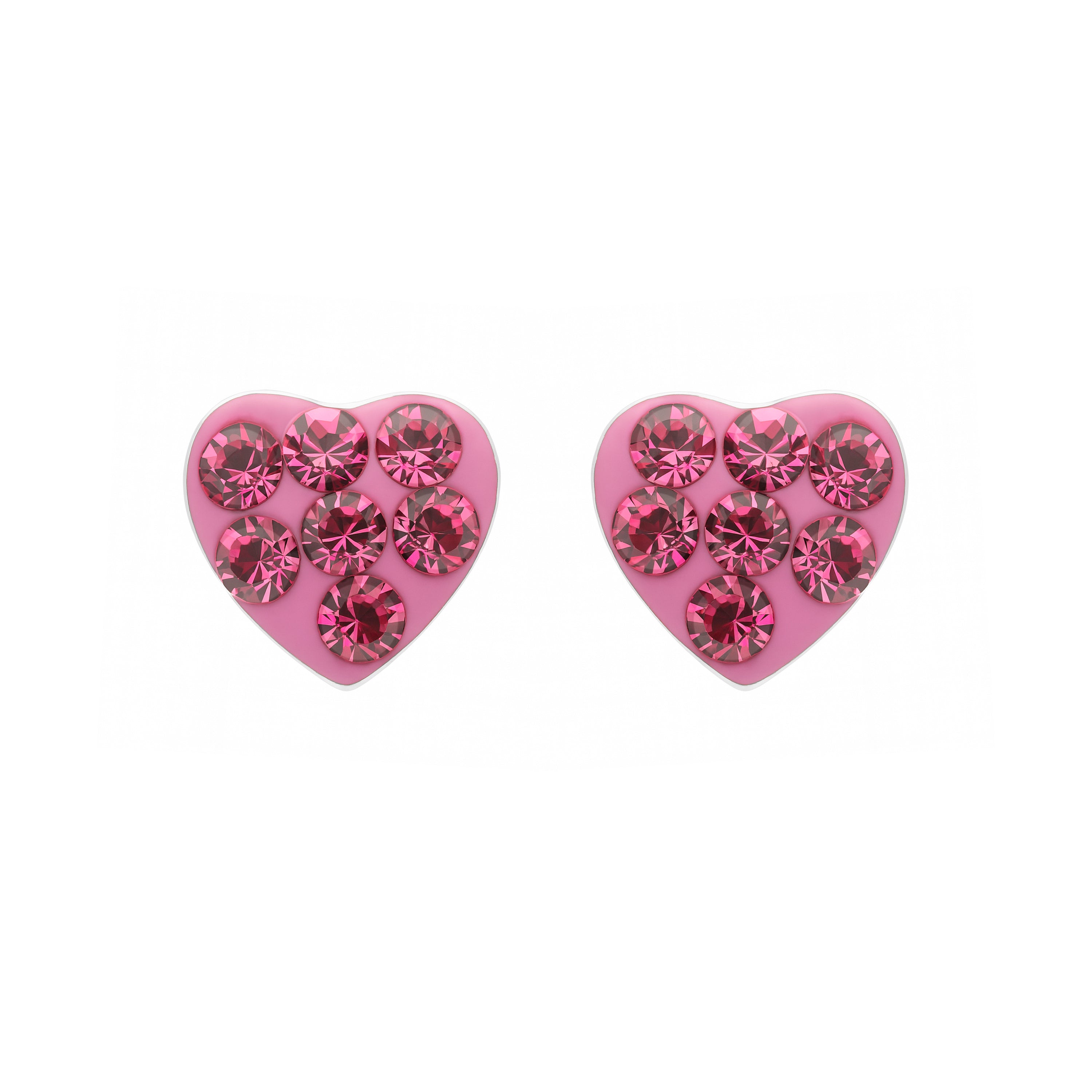 925 Sterling Silver Earrings with Pink Cubic Zirconia Rhodium Finish - Ukzel
