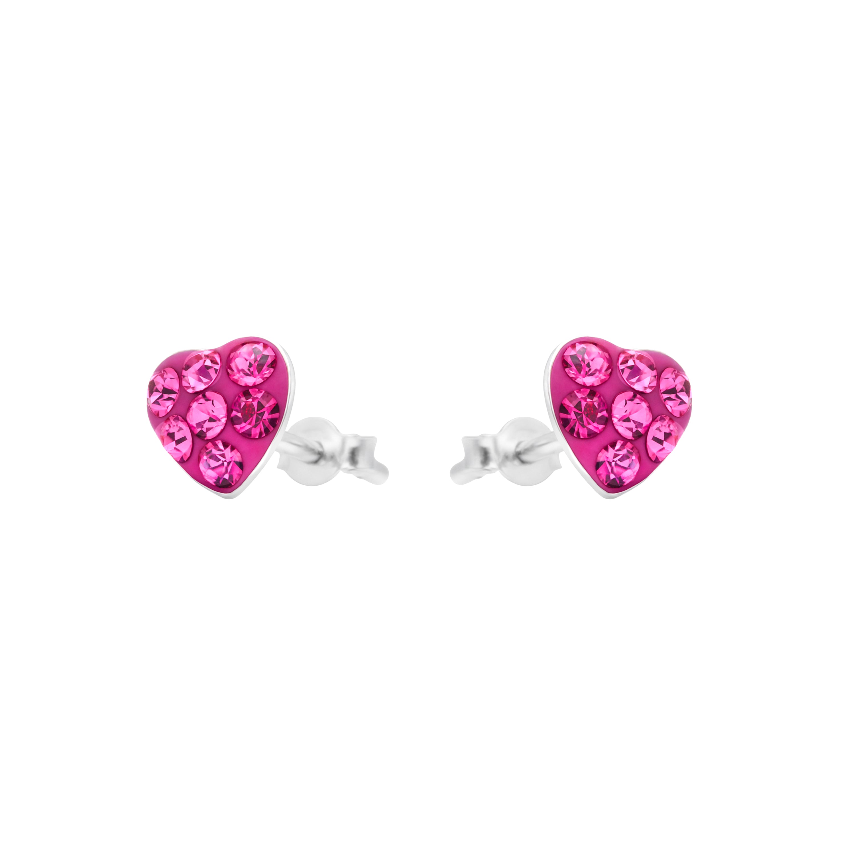 925 Sterling Silver Earrings with Pink Cubic Zirconia Rhodium Finish - Ukzel